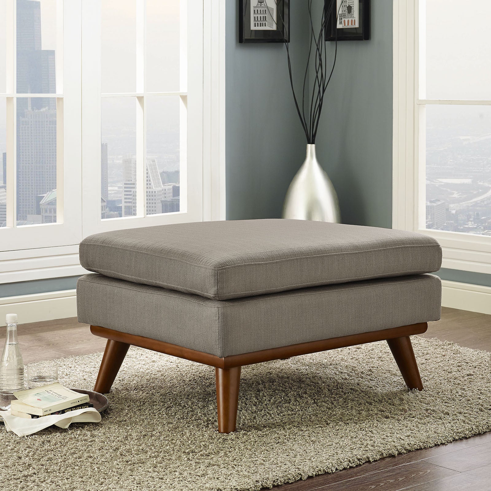 Emory Fabric Ottoman Granite