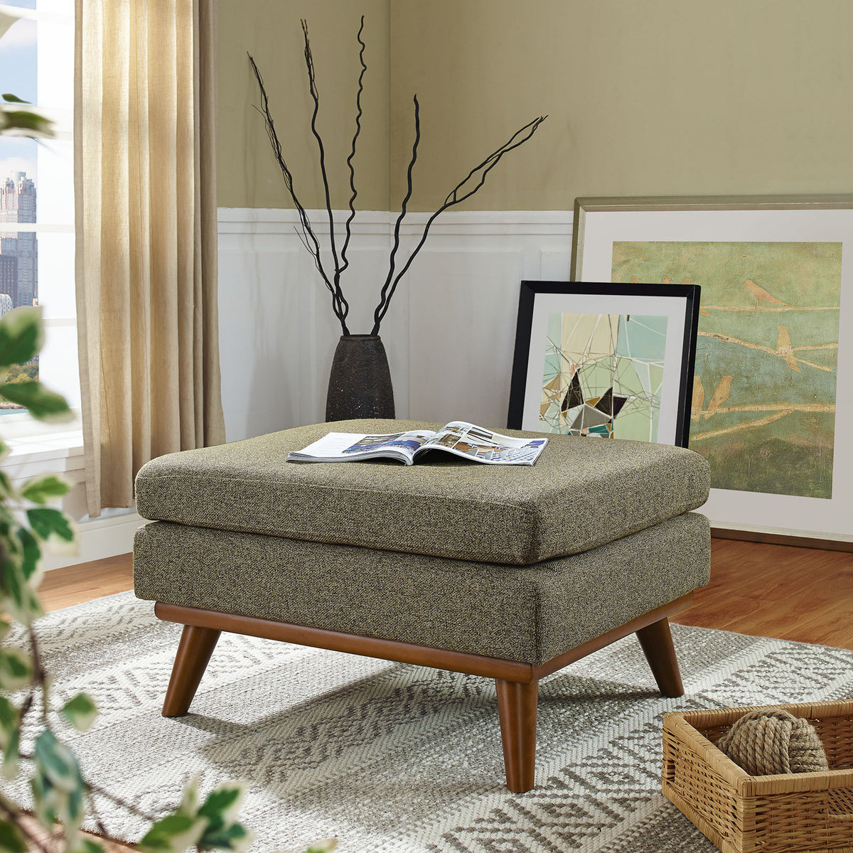 Emory Fabric Ottoman Oatmeal