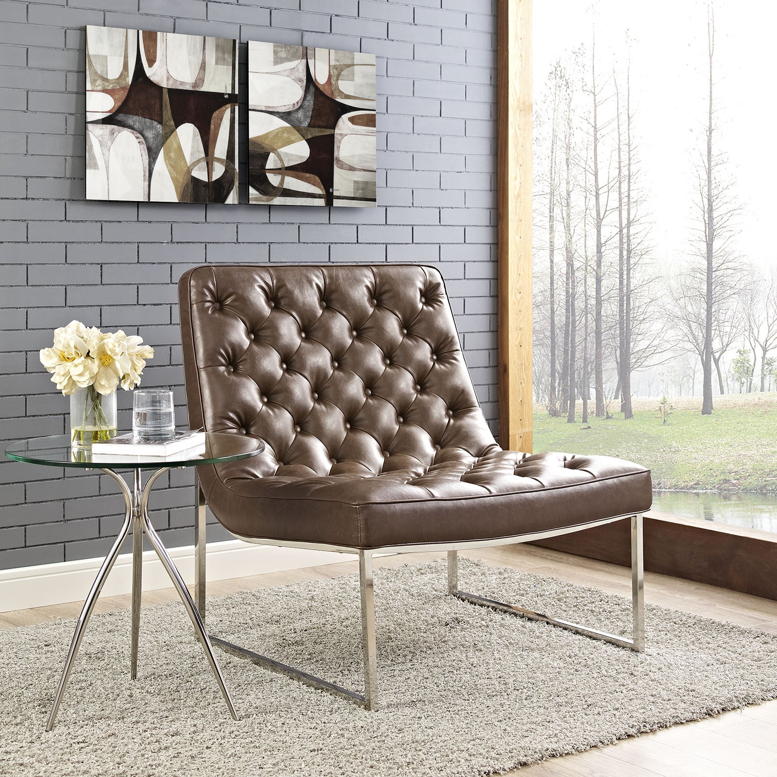 Indiana Memory Foam Lounge Chair Brown
