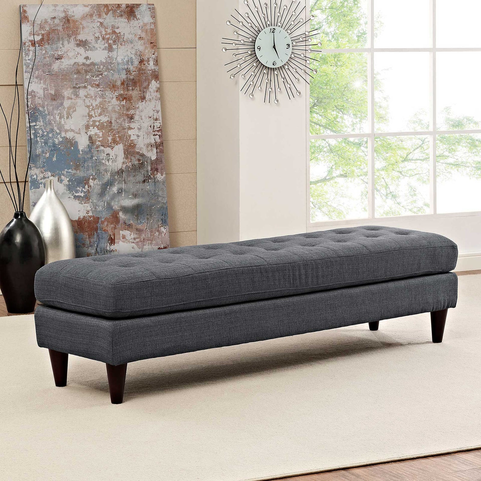Era Upholstered Fabric Bench Gray