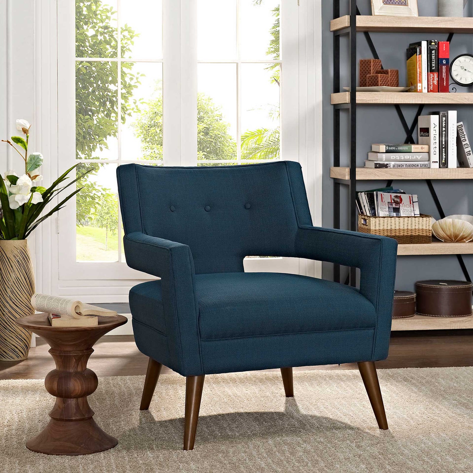 Stanley Upholstered Fabric Armchair Azure