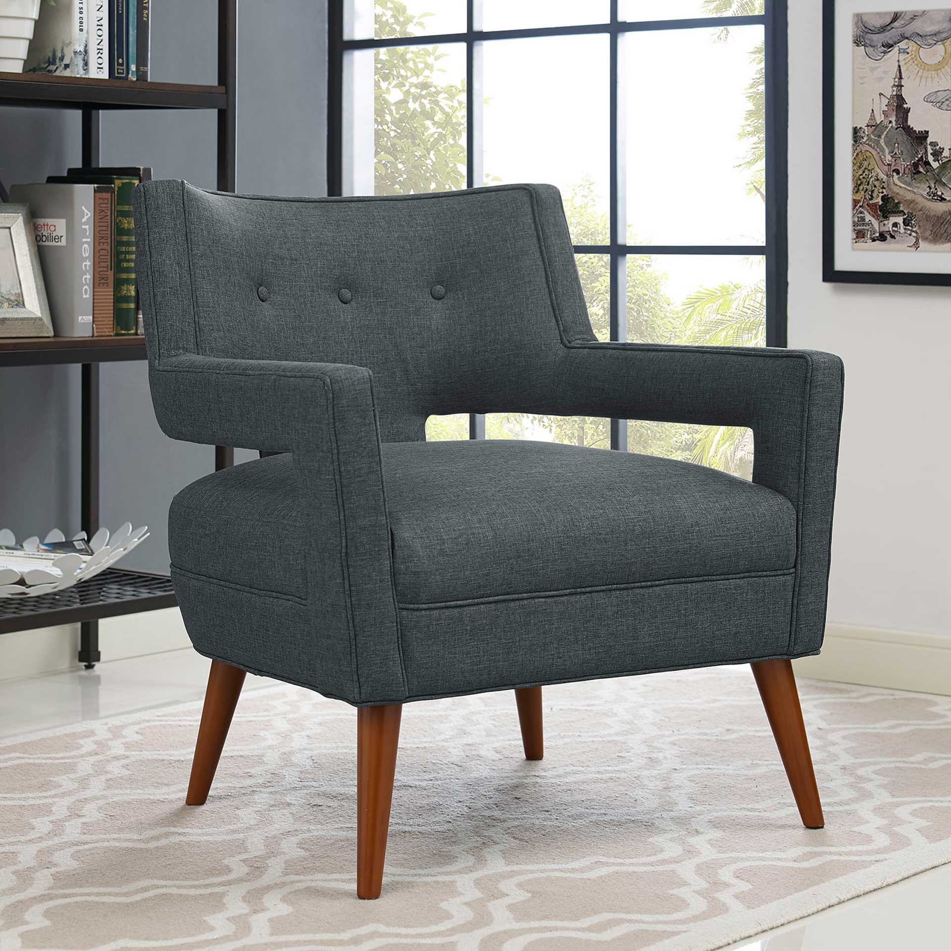 Stanley Upholstered Fabric Armchair Gray