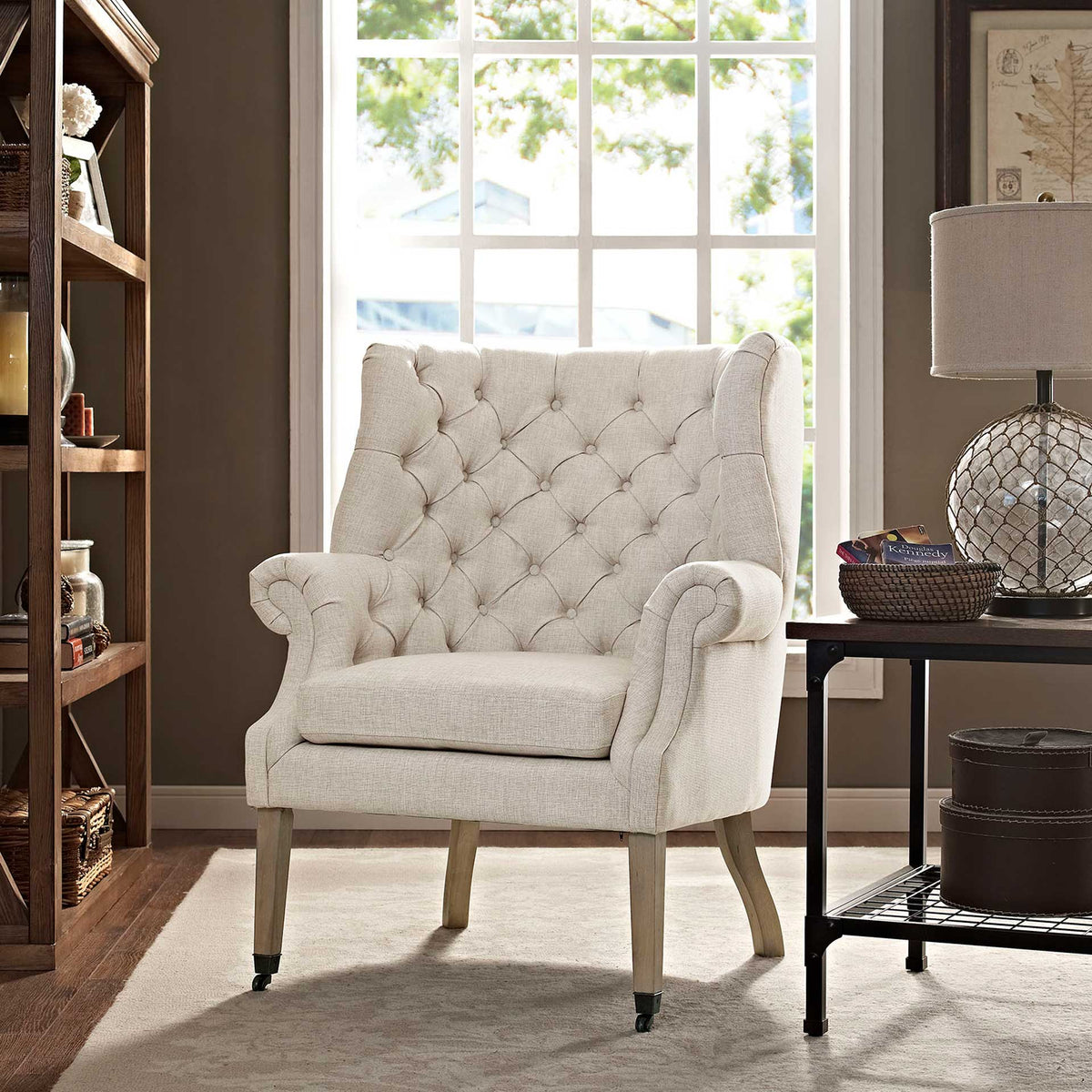 Camron Upholstered Fabric Lounge Chair Sand