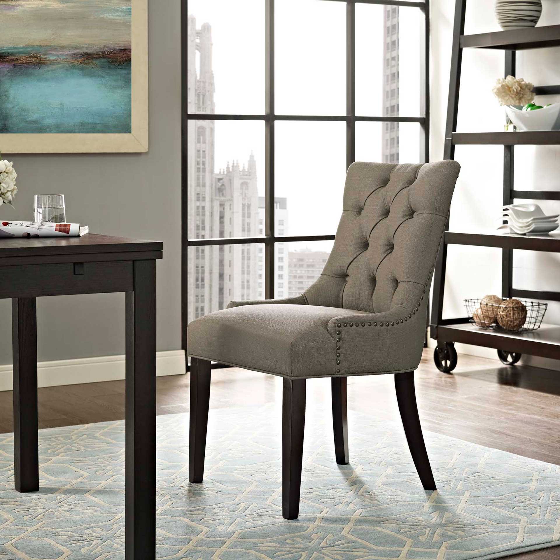 Regency Tufted Fabric Dining Chair Granite