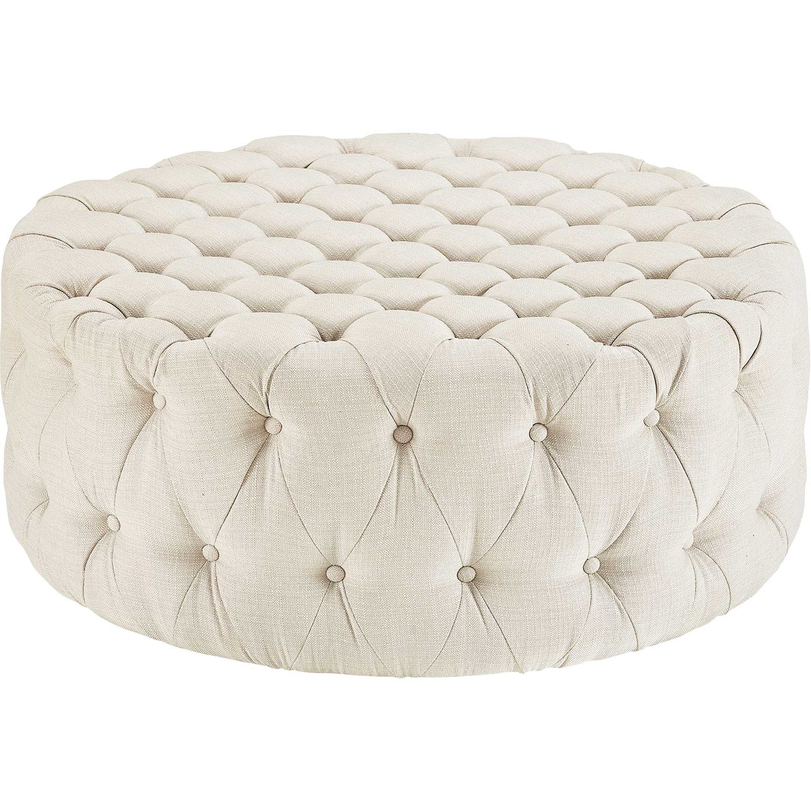 Alain Upholstered Fabric Ottoman Beige