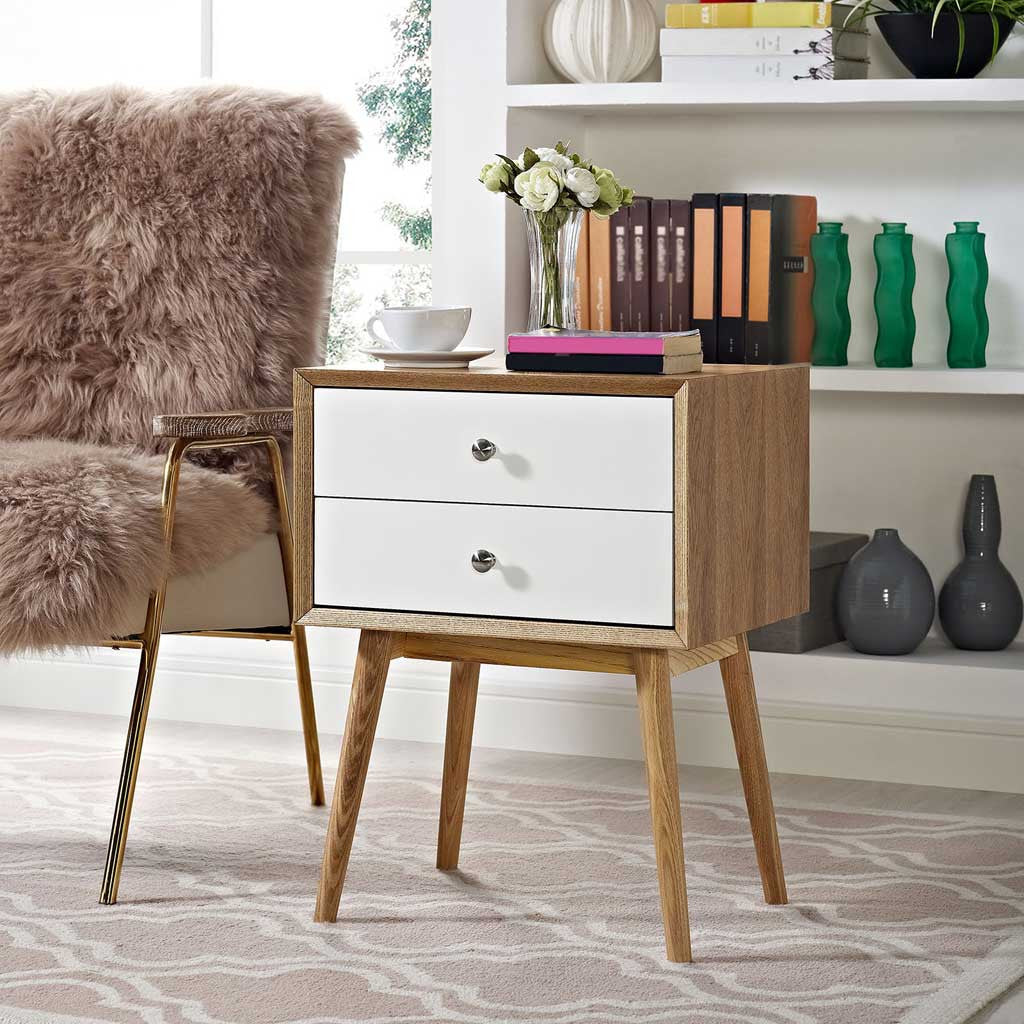Davis Nightstand Natural/White