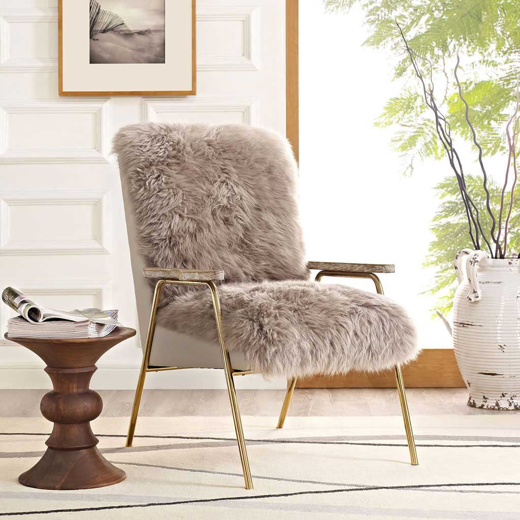 Faux sheepskin online armchair