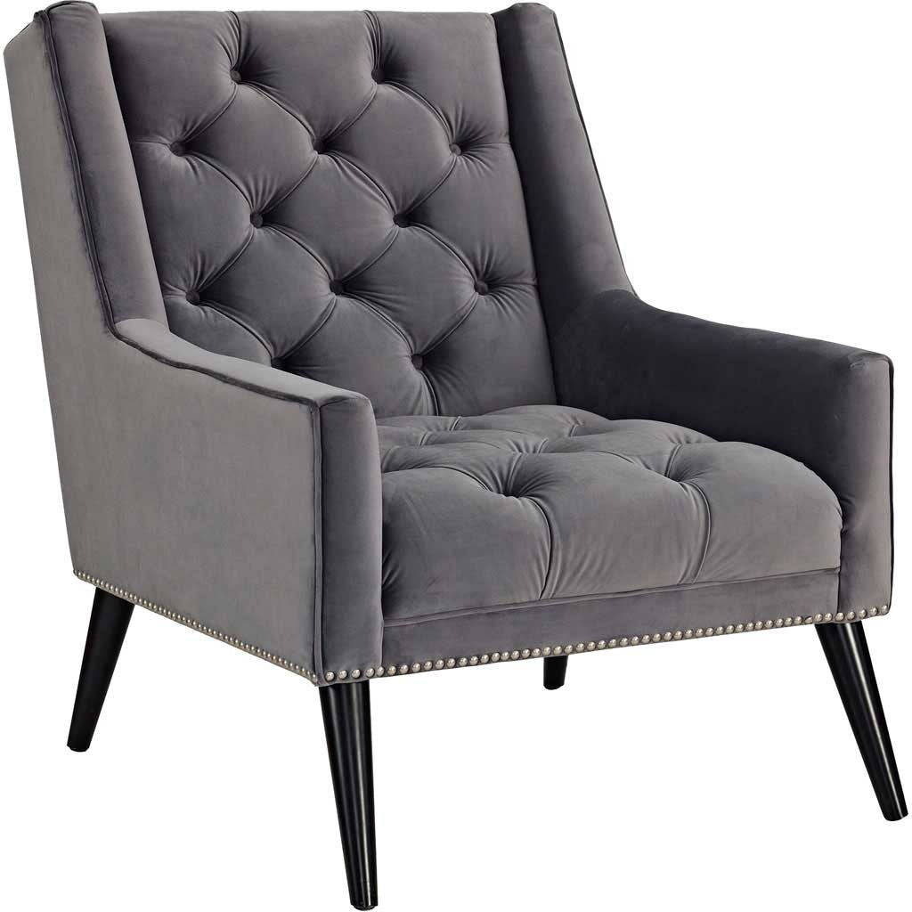 Pericles Velvet Armchair Gray