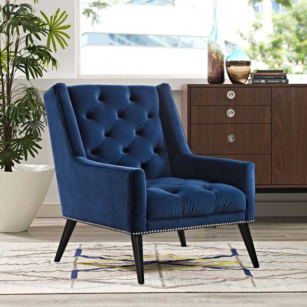 Pericles Velvet Armchair Navy