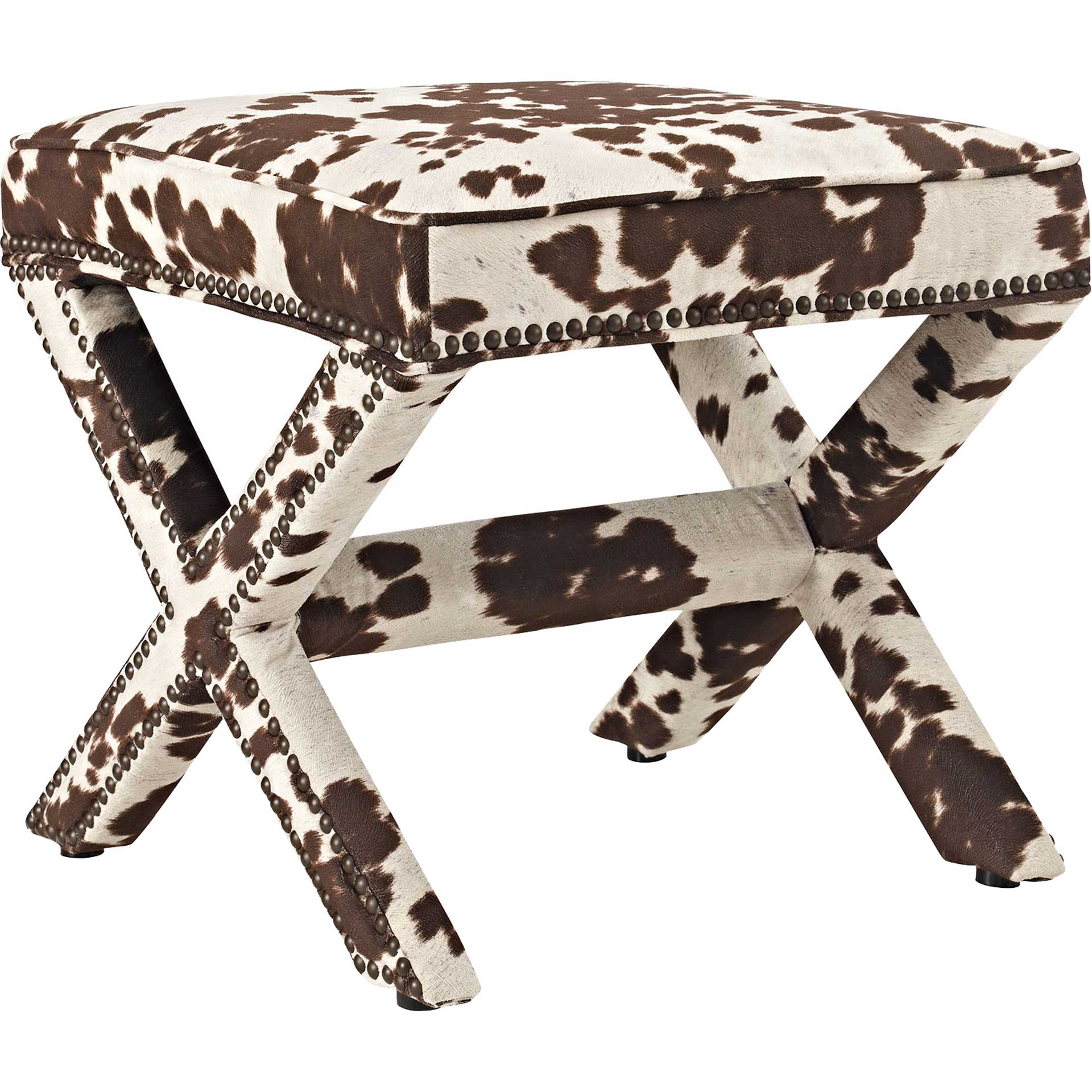 Roger Upholstered Fabric Bench Cowhide