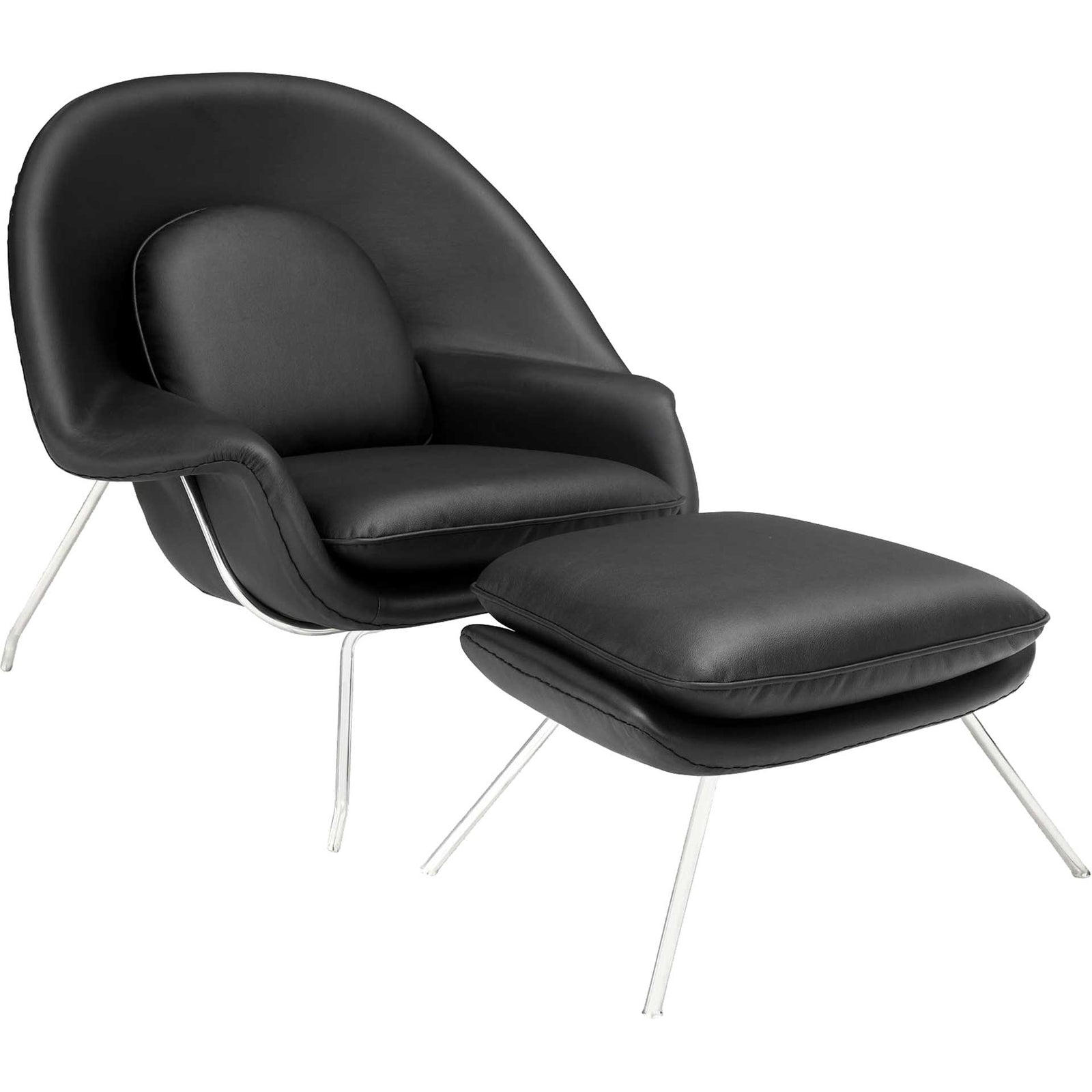 Wander Leather Lounge Chair Black