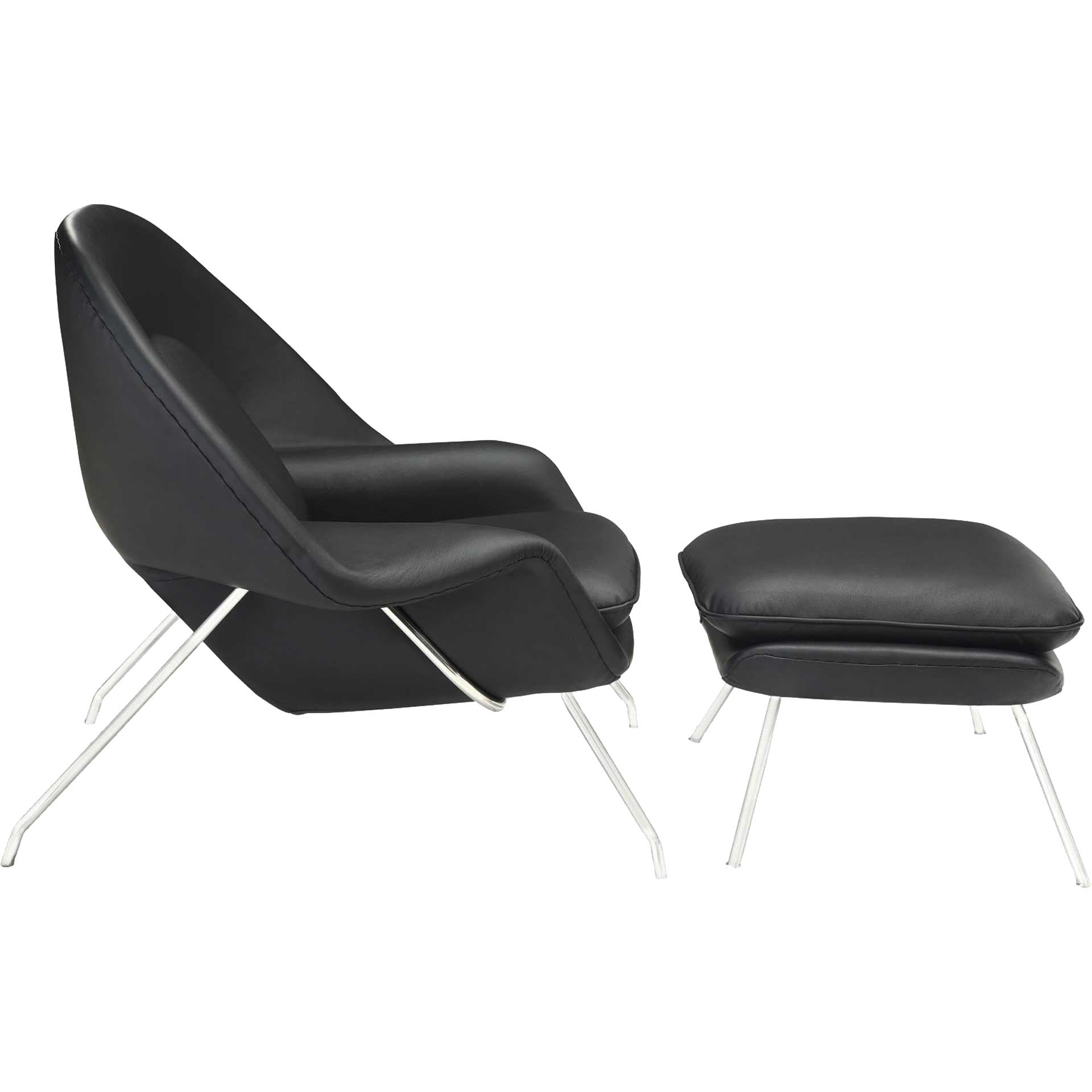 Wander Leather Lounge Chair Black