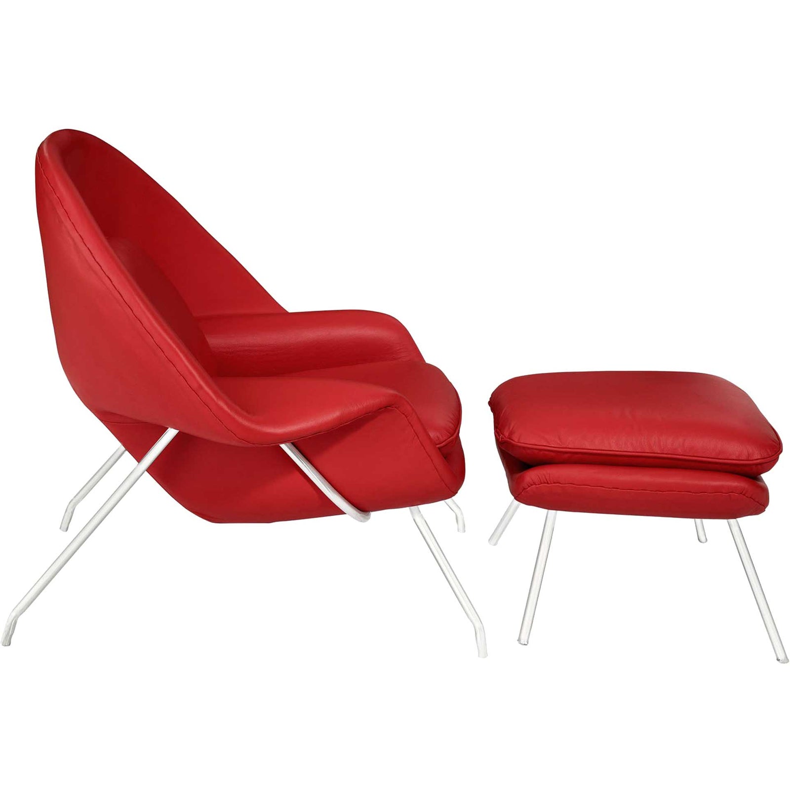 Wander Leather Lounge Chair Red
