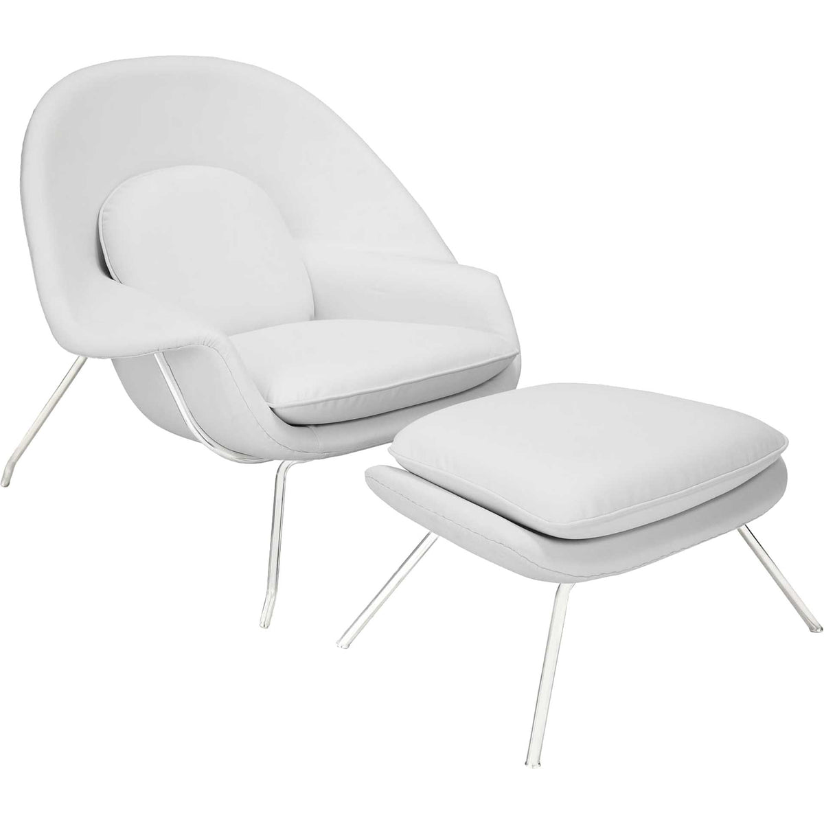 Wander Leather Lounge Chair White