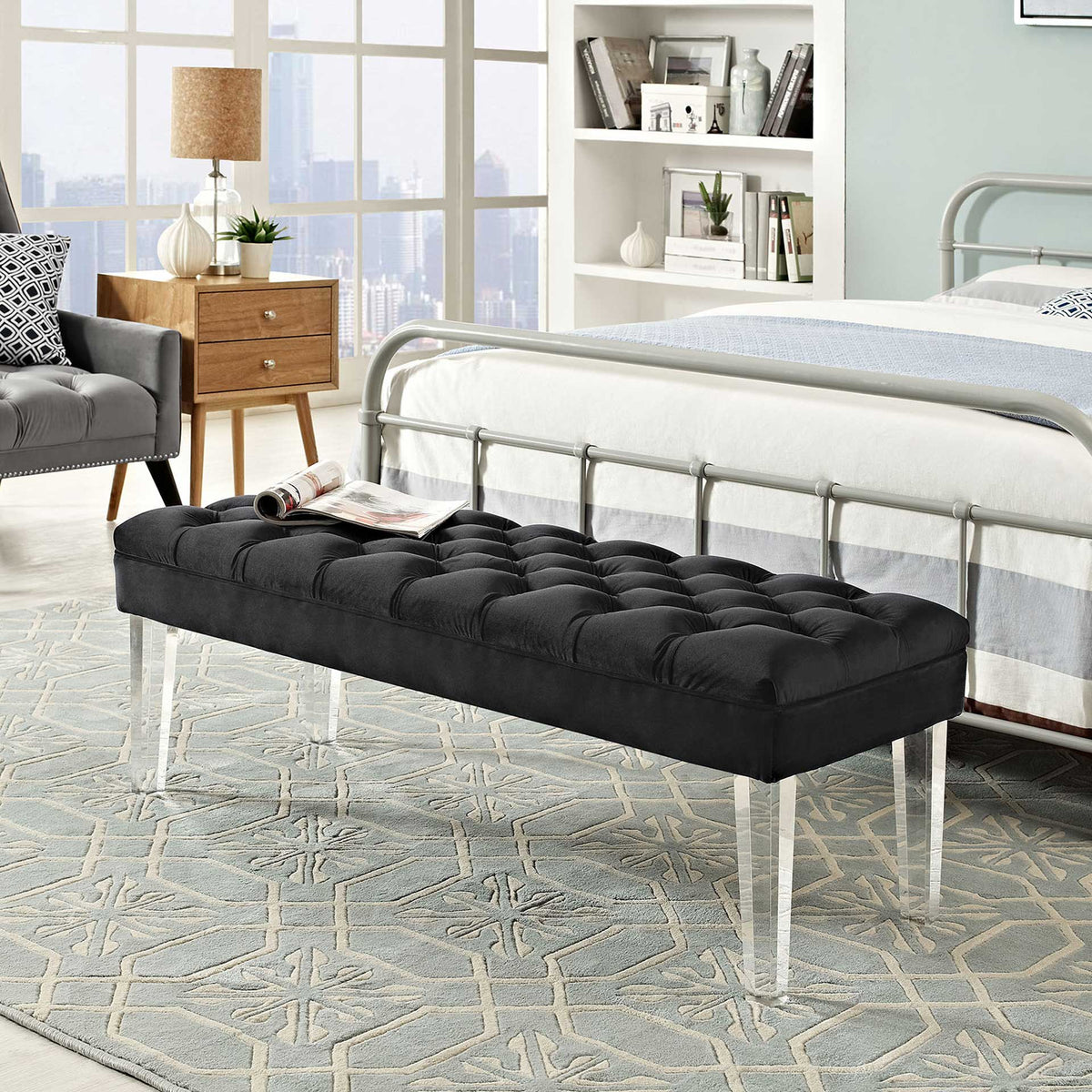Vienna Velvet Bench Black