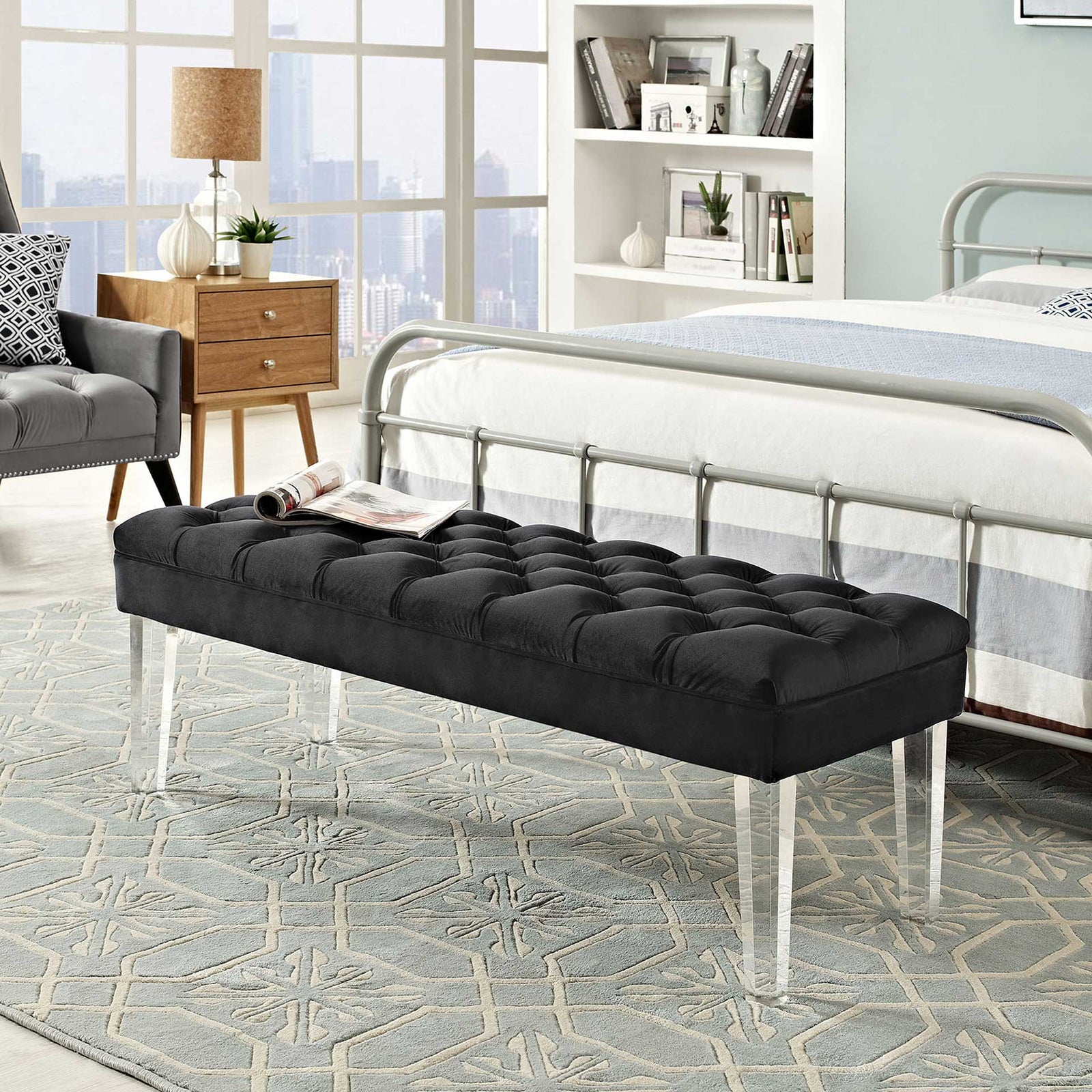 Vienna Velvet Bench Black