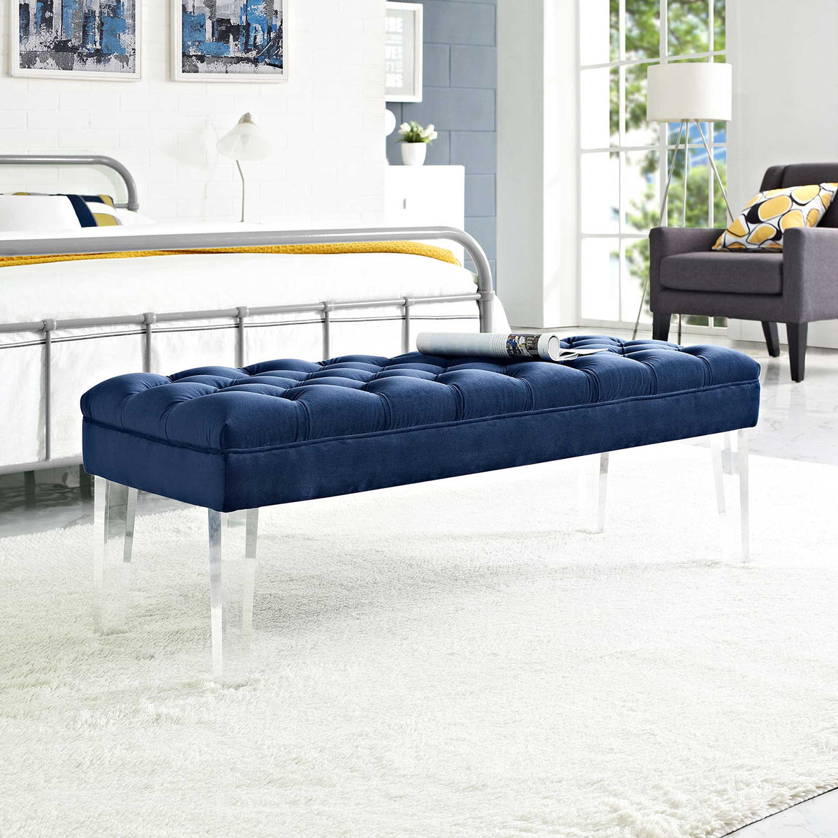 Vienna Velvet Bench Navy