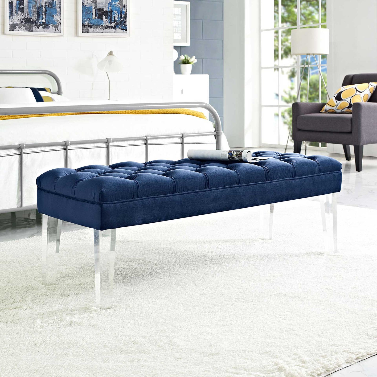 Vienna Velvet Bench Navy