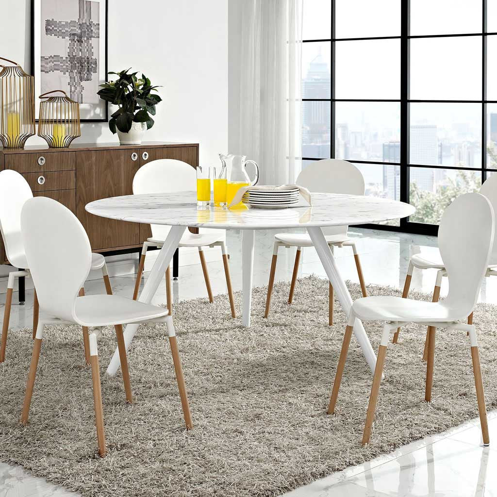 Lore Faux Marble Tripod Dining Table White