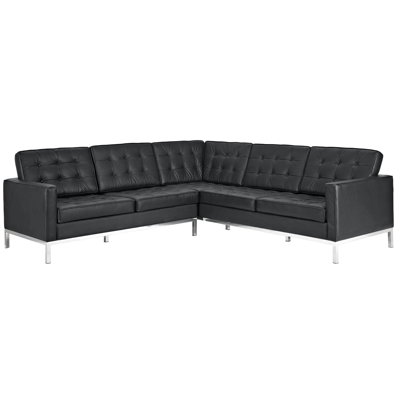 Lyte Leather Corner Sectional Sofa Black