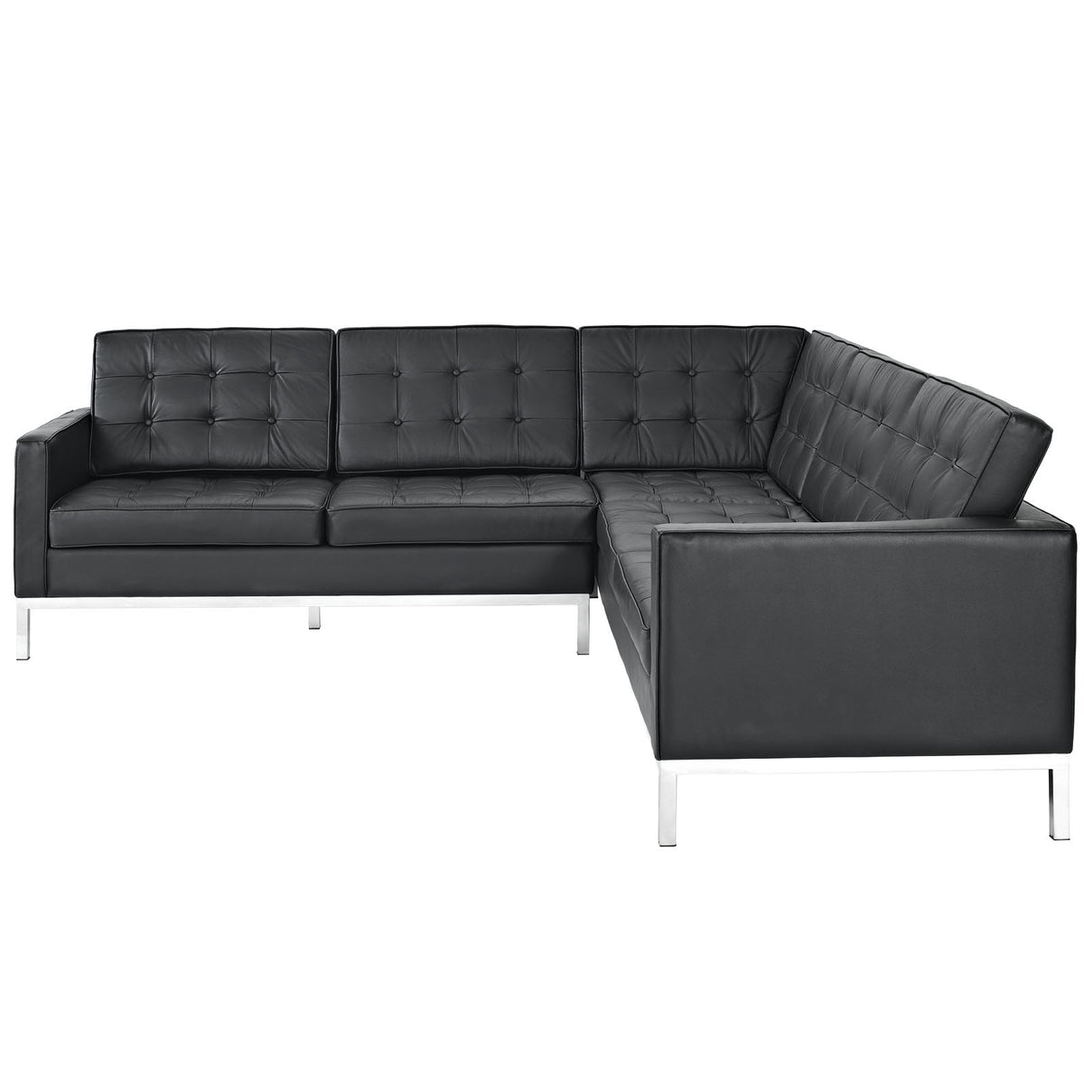 Lyte Leather Corner Sectional Sofa Black