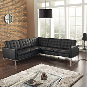 Lyte L-Shaped Leather Sectional Sofa Black