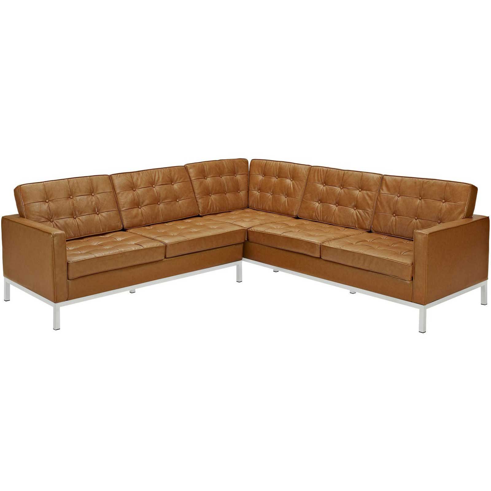 Lyte Leather Corner Sectional Sofa Tan