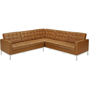 Lyte L-Shaped Leather Sectional Sofa Tan
