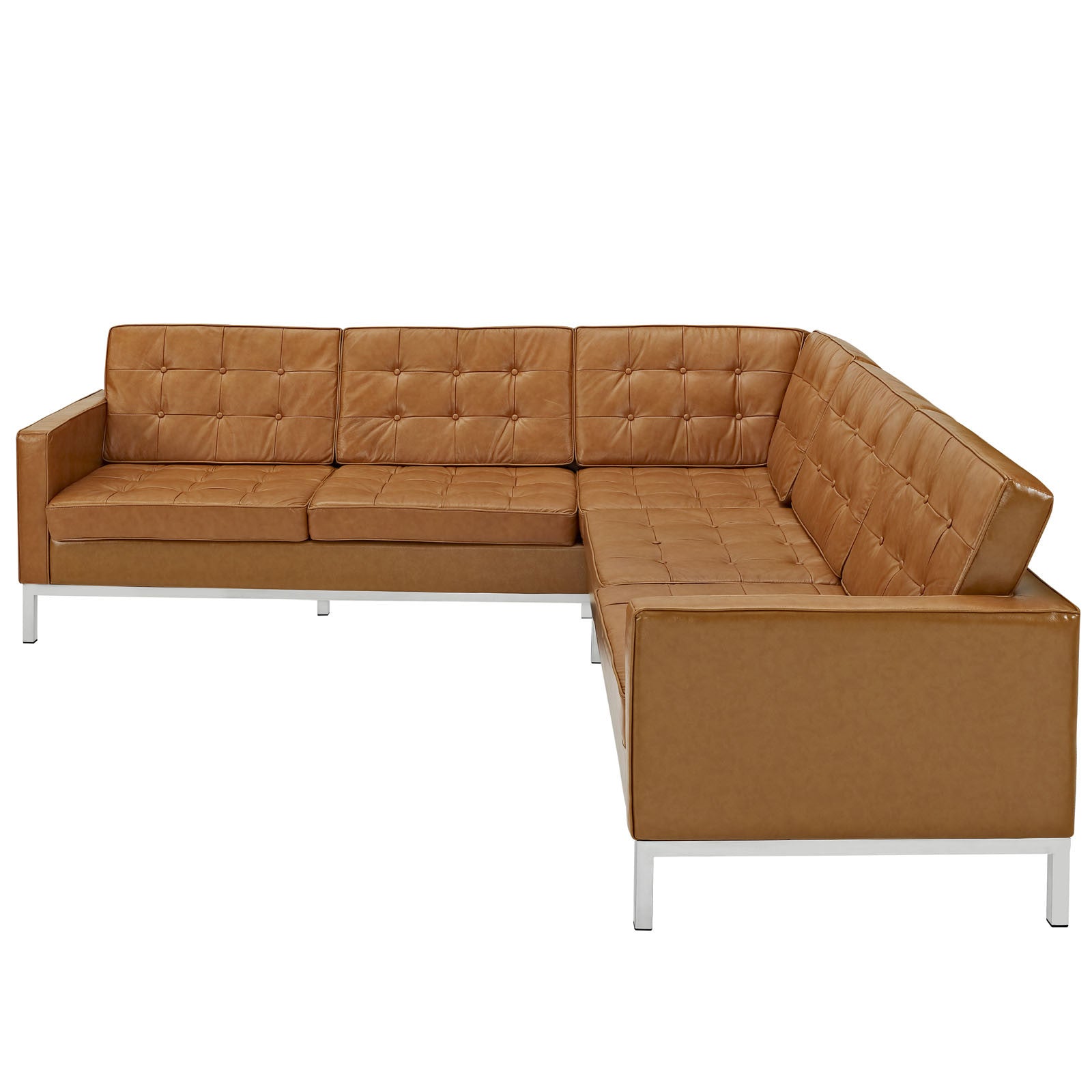 Lyte Leather Corner Sectional Sofa Tan