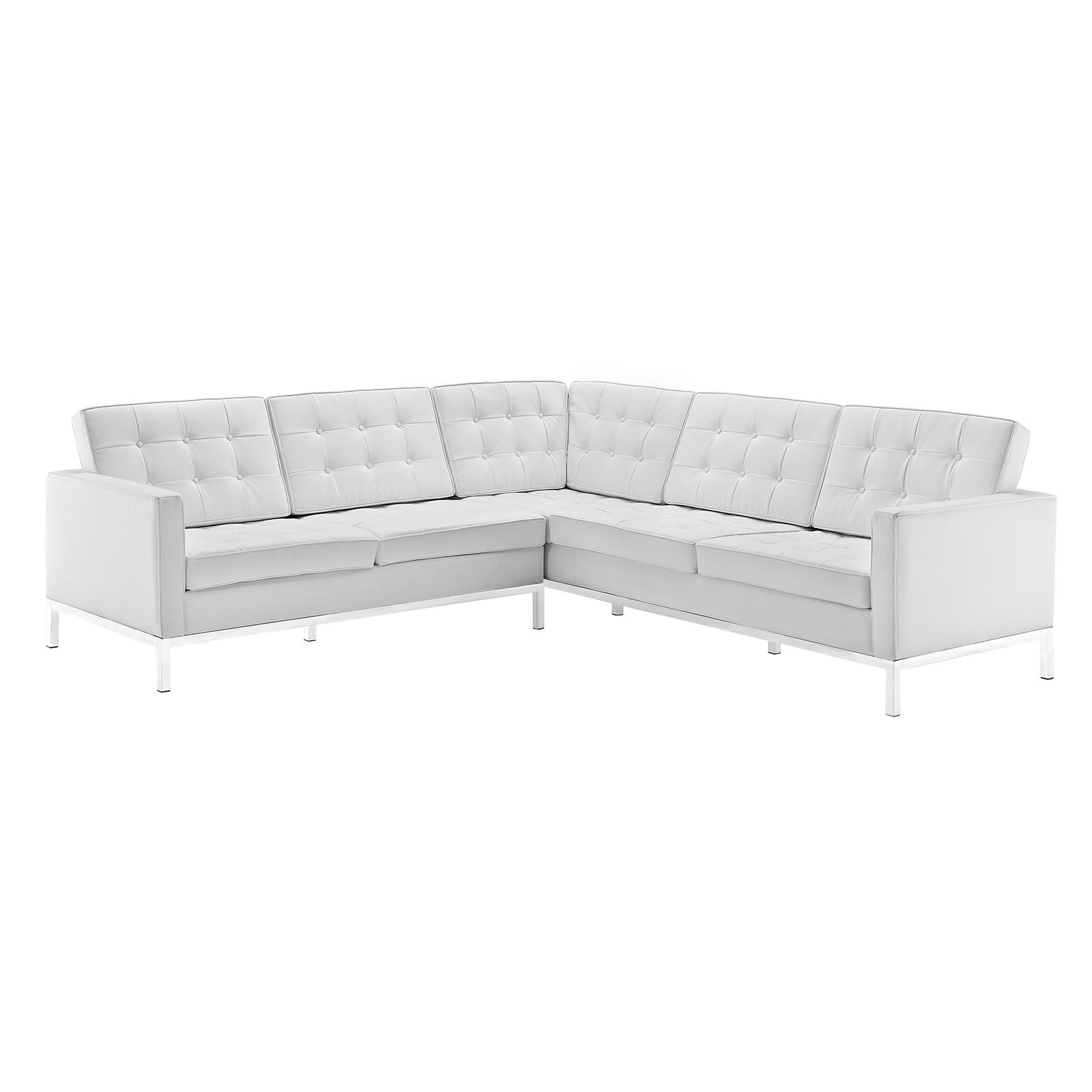 Lyte L-Shaped Leather Sectional Sofa White