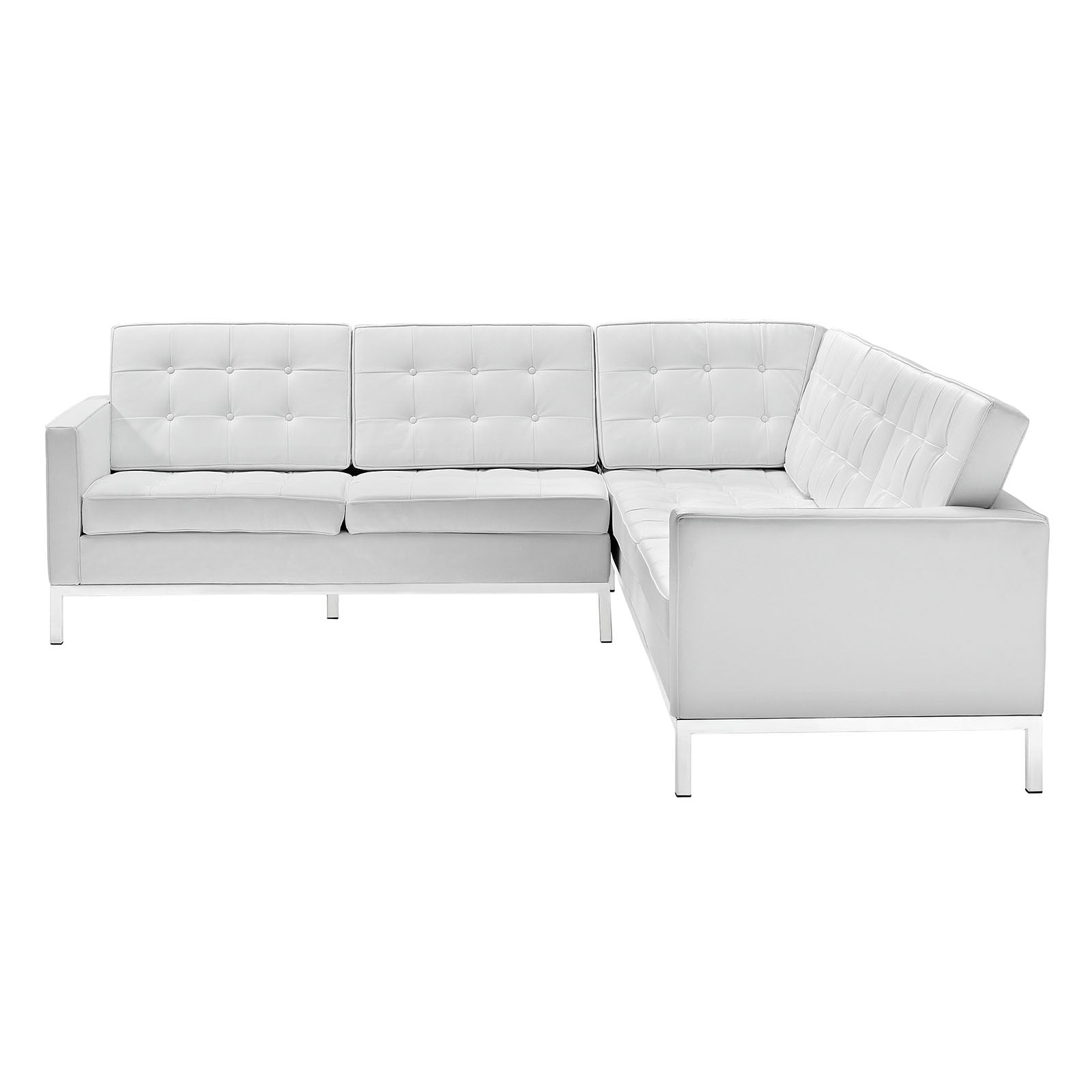Lyte Leather Corner Sectional Sofa White