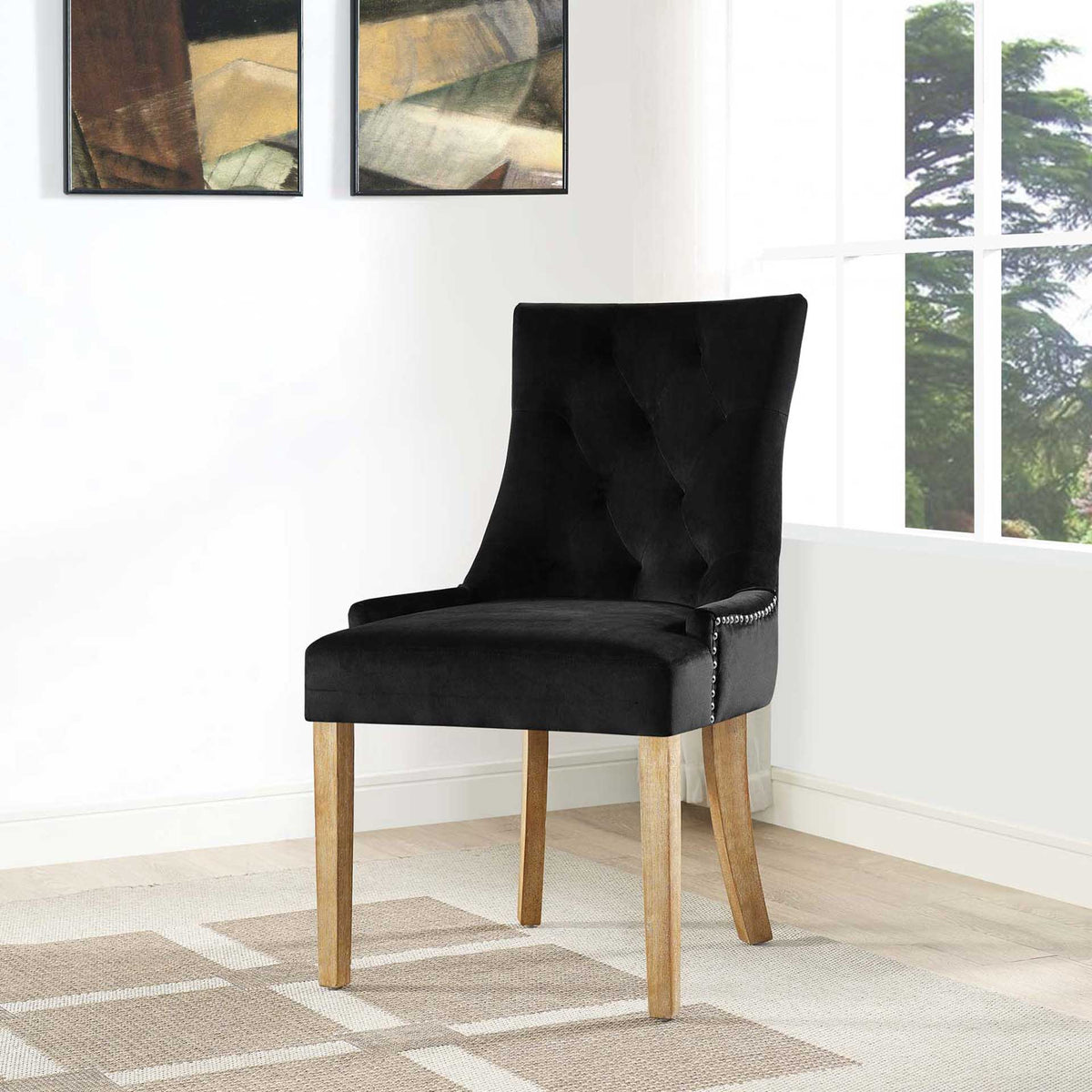 Preston Velvet Dining Chair Black