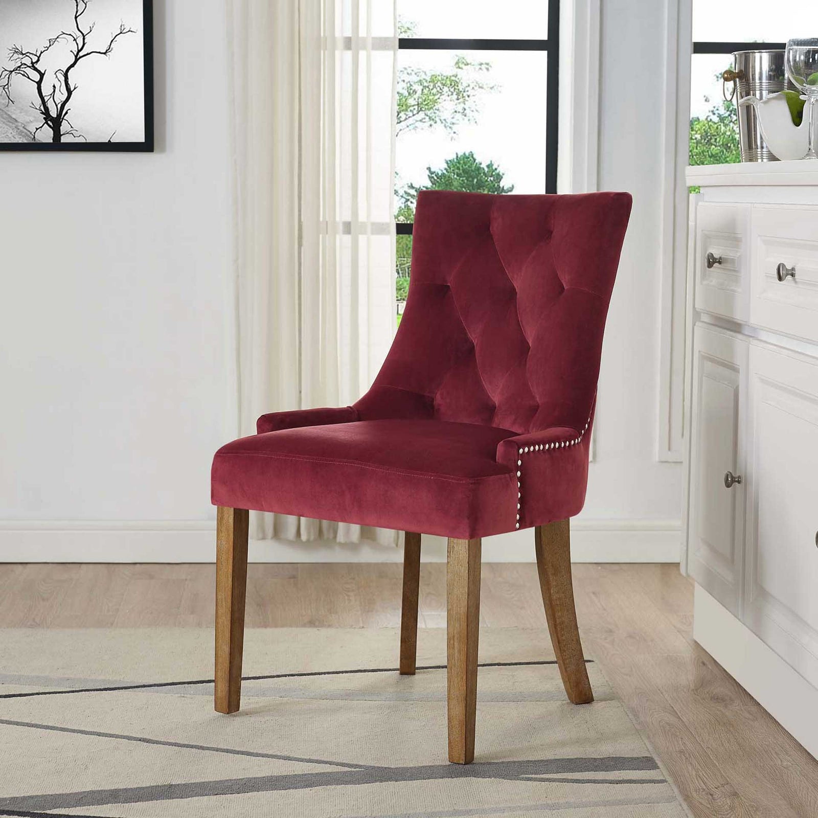 Preston Velvet Dining Chair Maroon