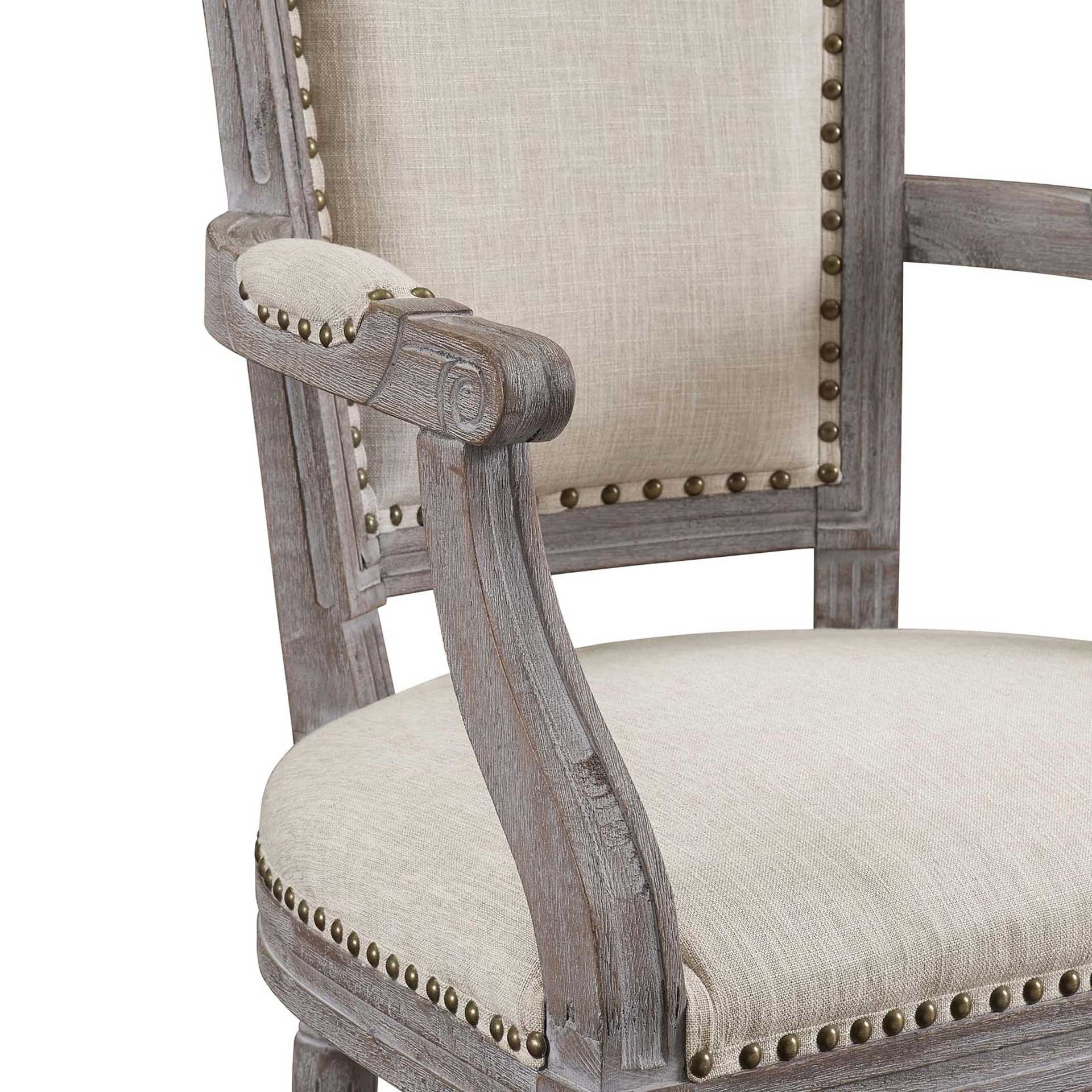 Poppy Upholstered Fabric Dining Armchair Beige