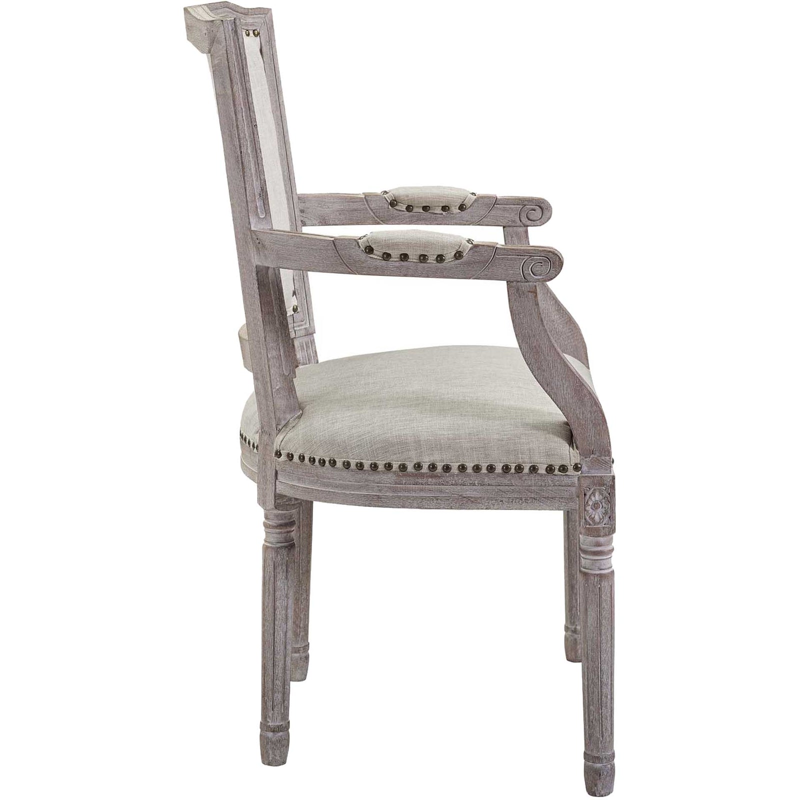 Poppy Upholstered Fabric Dining Armchair Beige