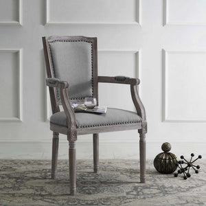 Poppy Upholstered Fabric Dining Armchair Light Gray