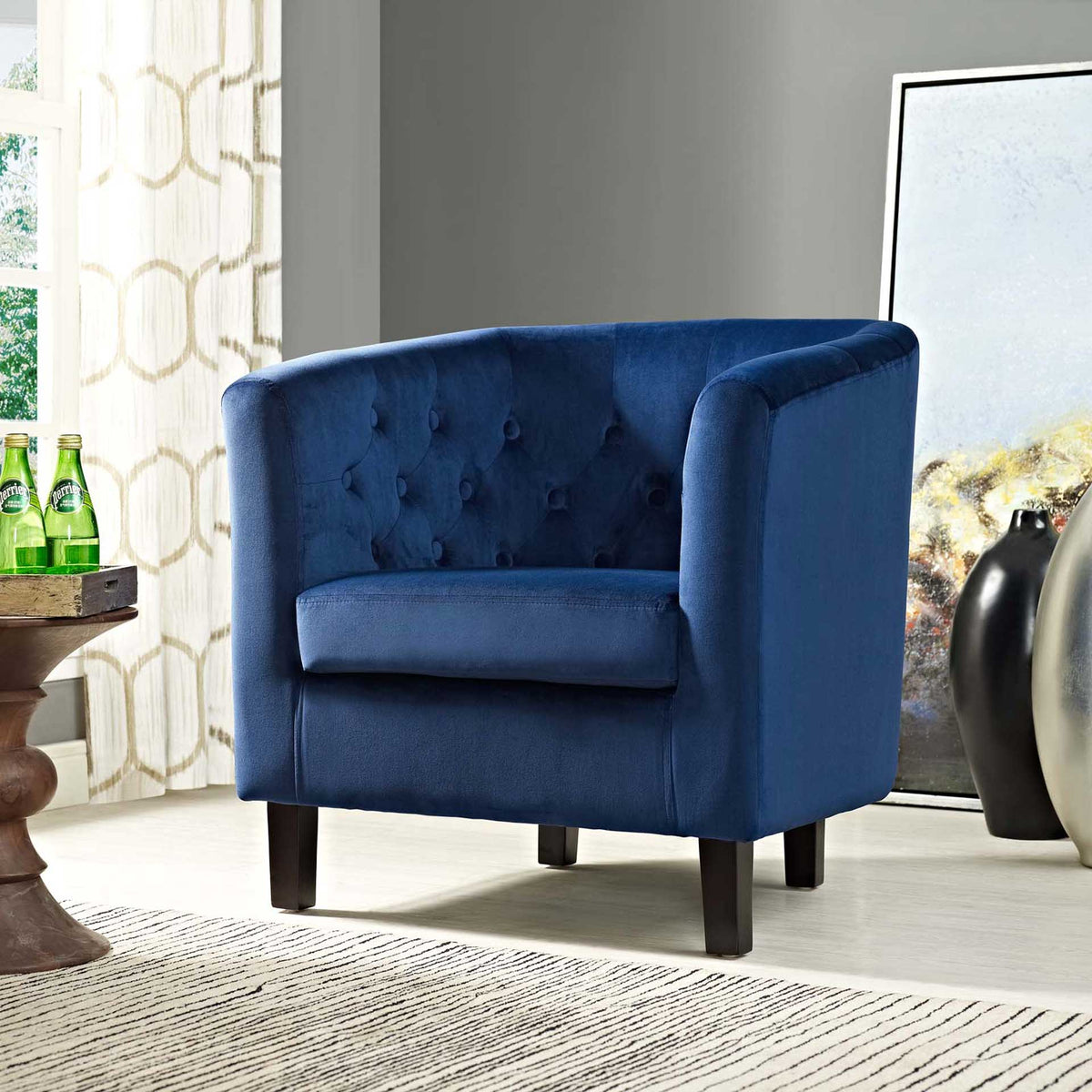 Paloma Upholstered Velvet Armchair Navy