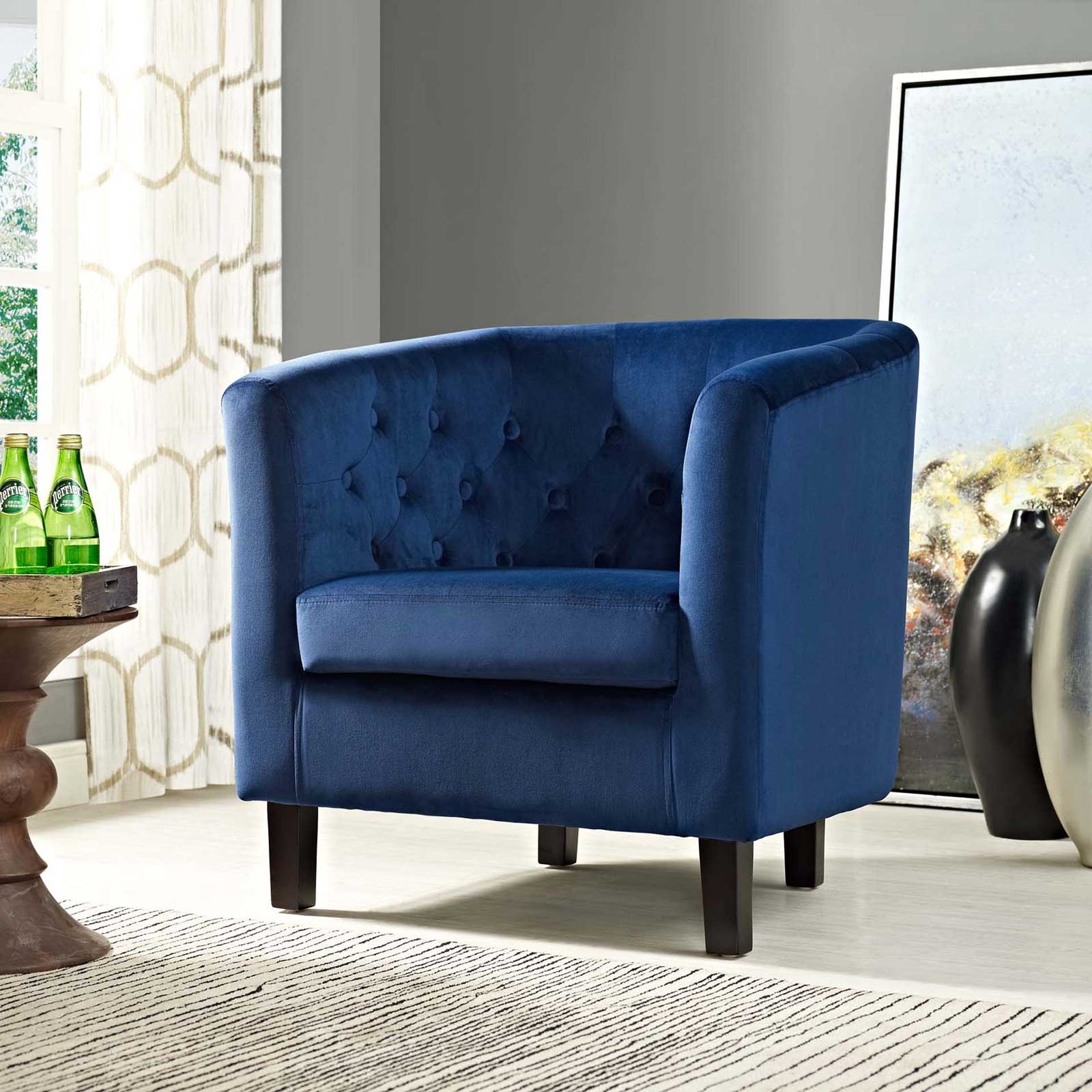 Paloma Upholstered Velvet Armchair Navy