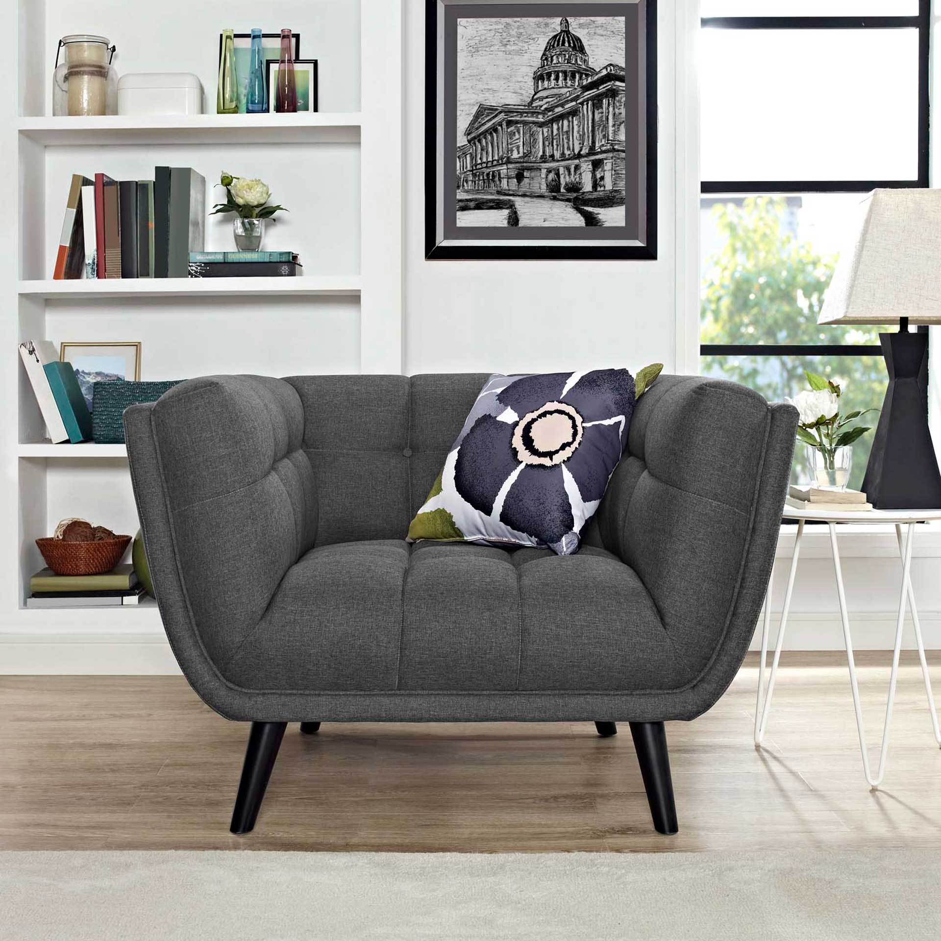 Banister Upholstered Fabric Armchair Gray