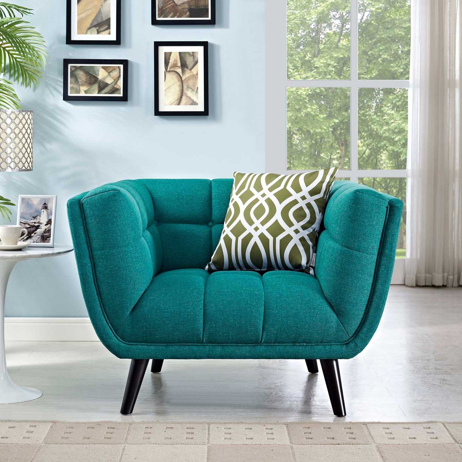 Banister Upholstered Fabric Armchair Teal