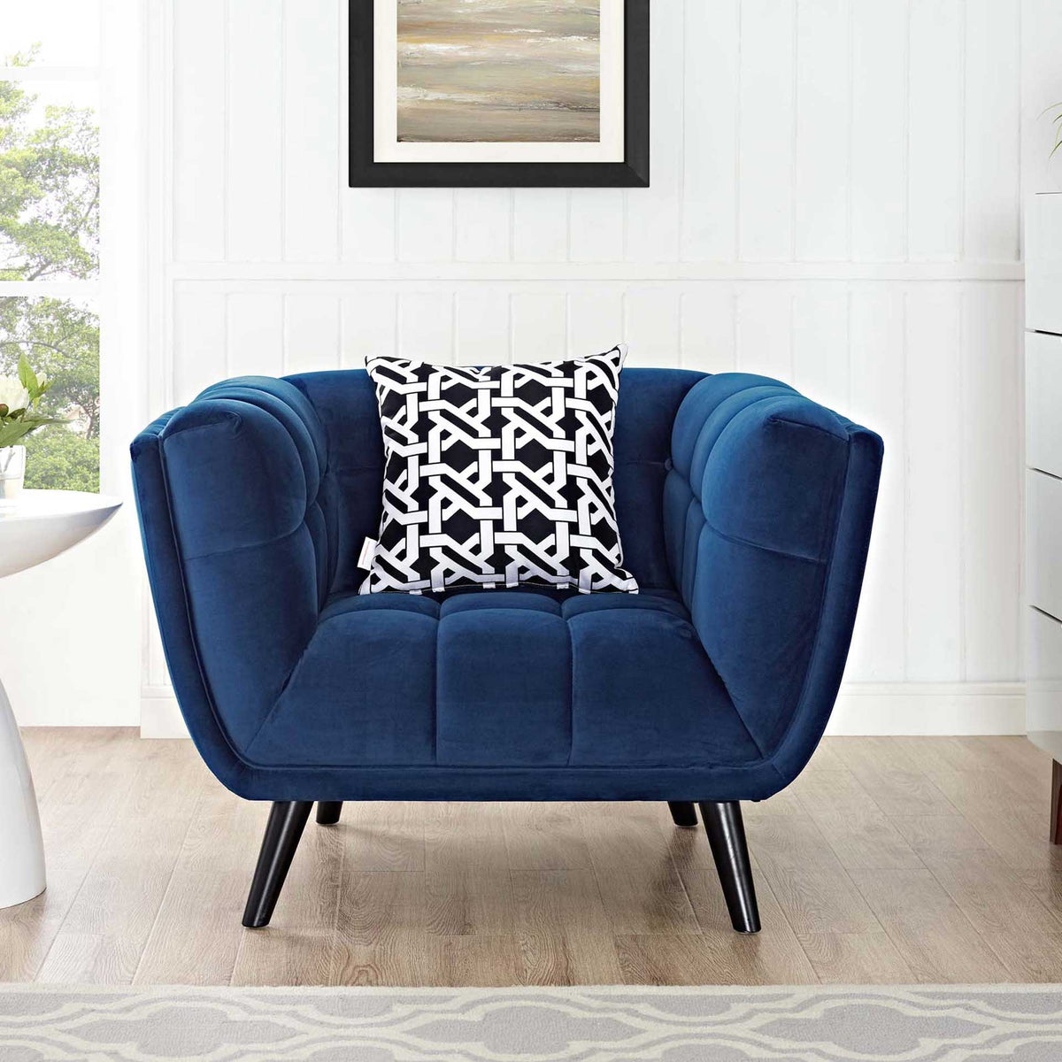 Banister Velvet Armchair Navy