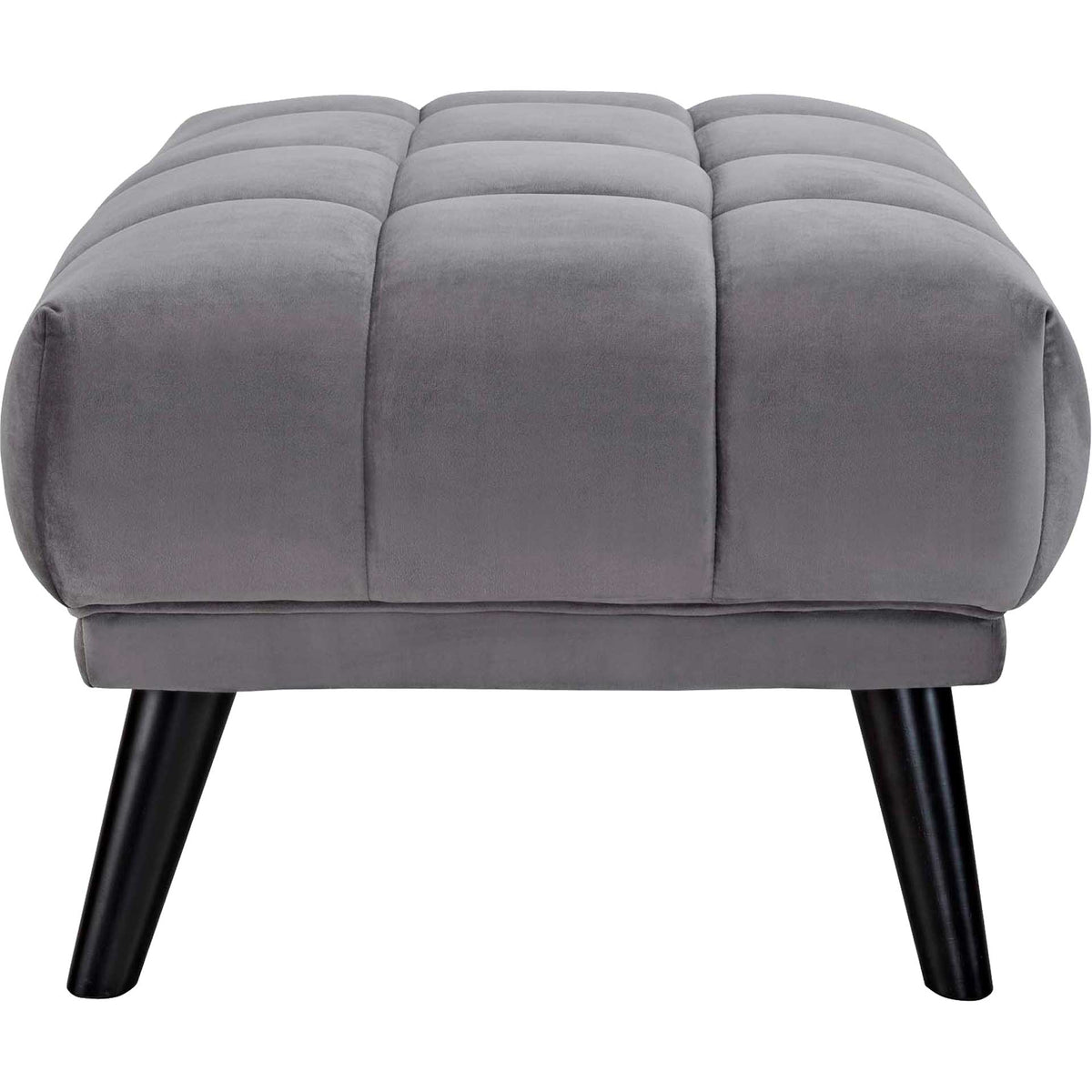 Banister Velvet Ottoman Gray