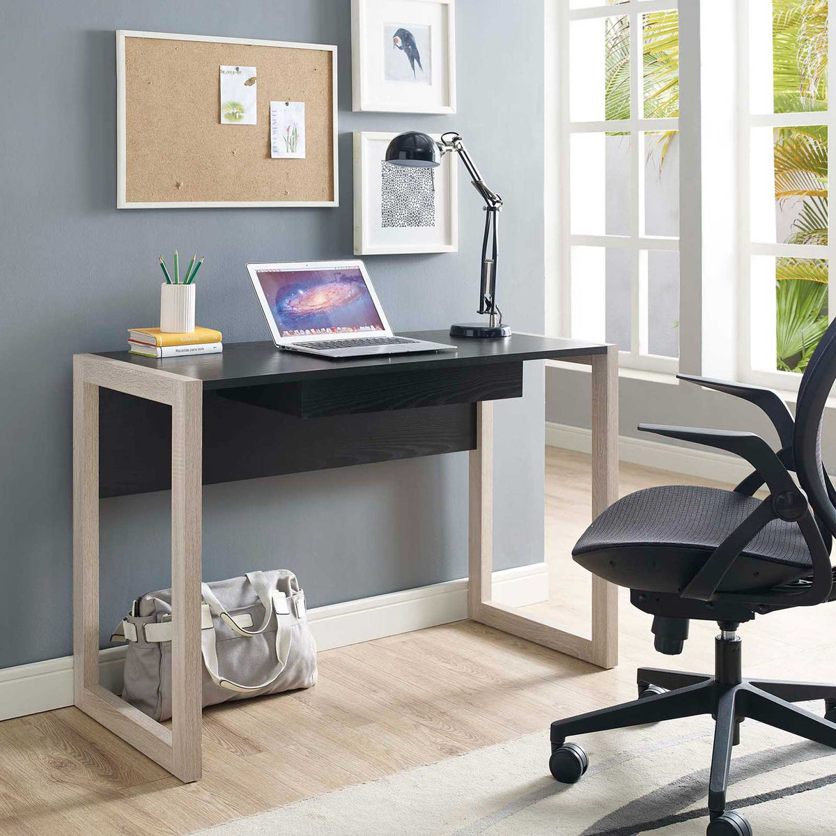 Bella Wood Writing Desk Natural Black