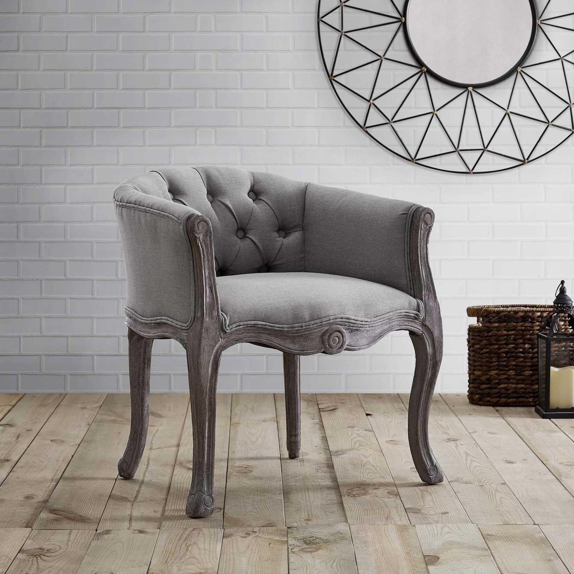 Class Upholstered Fabric Dining Armchair Light Gray