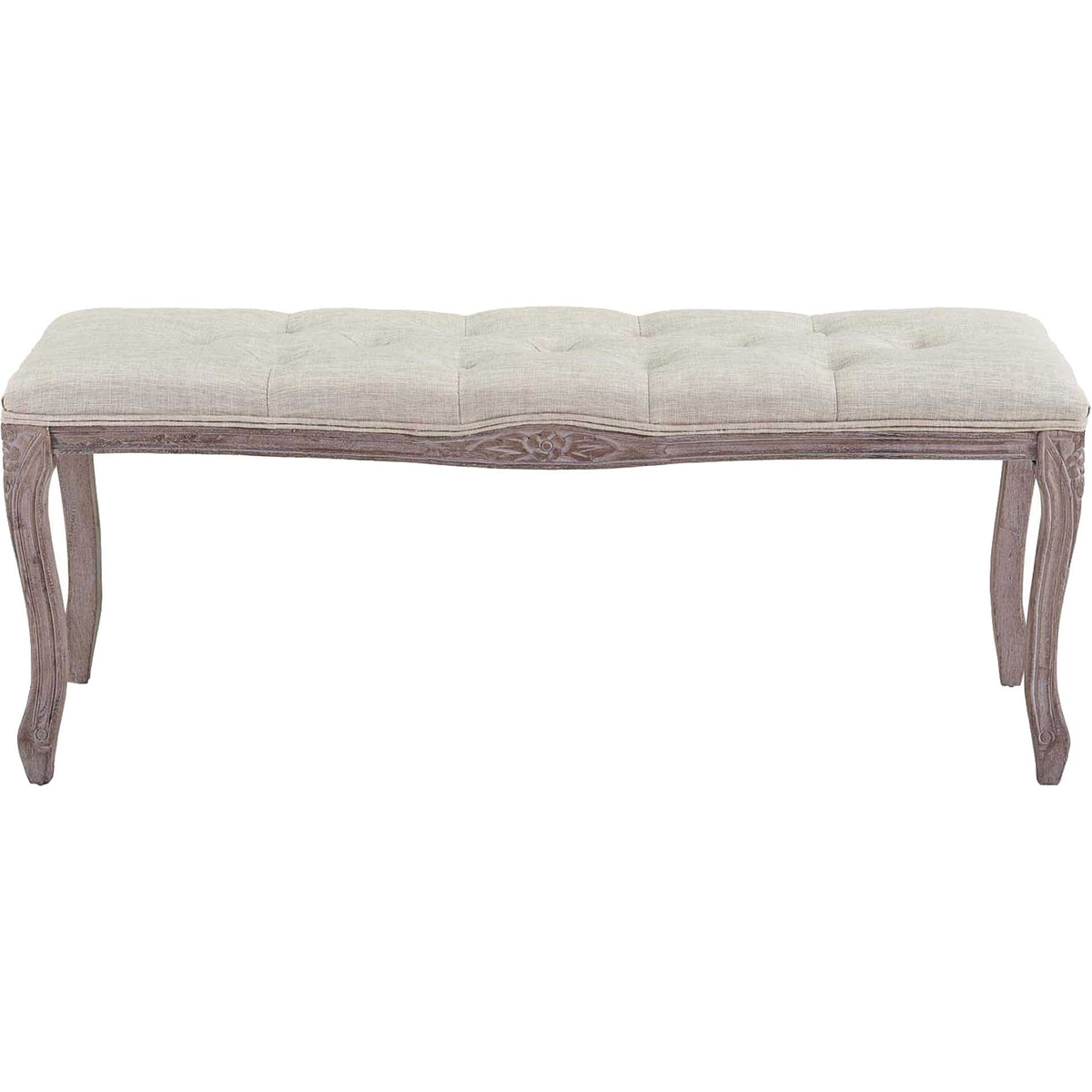 Ridge Upholstered Fabric Bench Beige