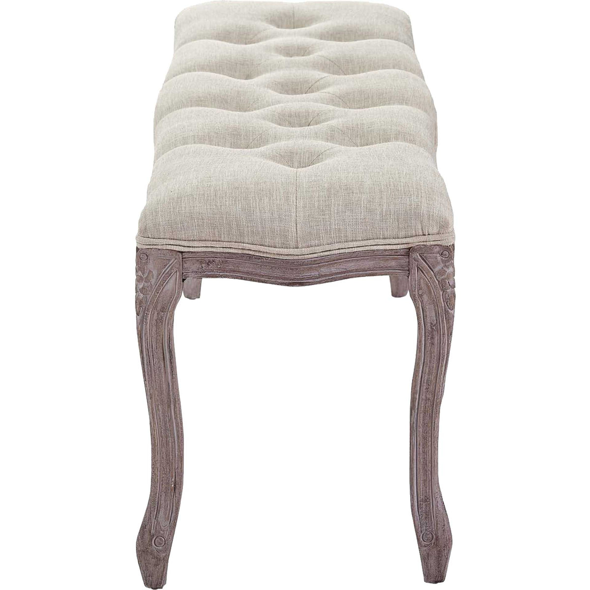 Ridge Upholstered Fabric Bench Beige