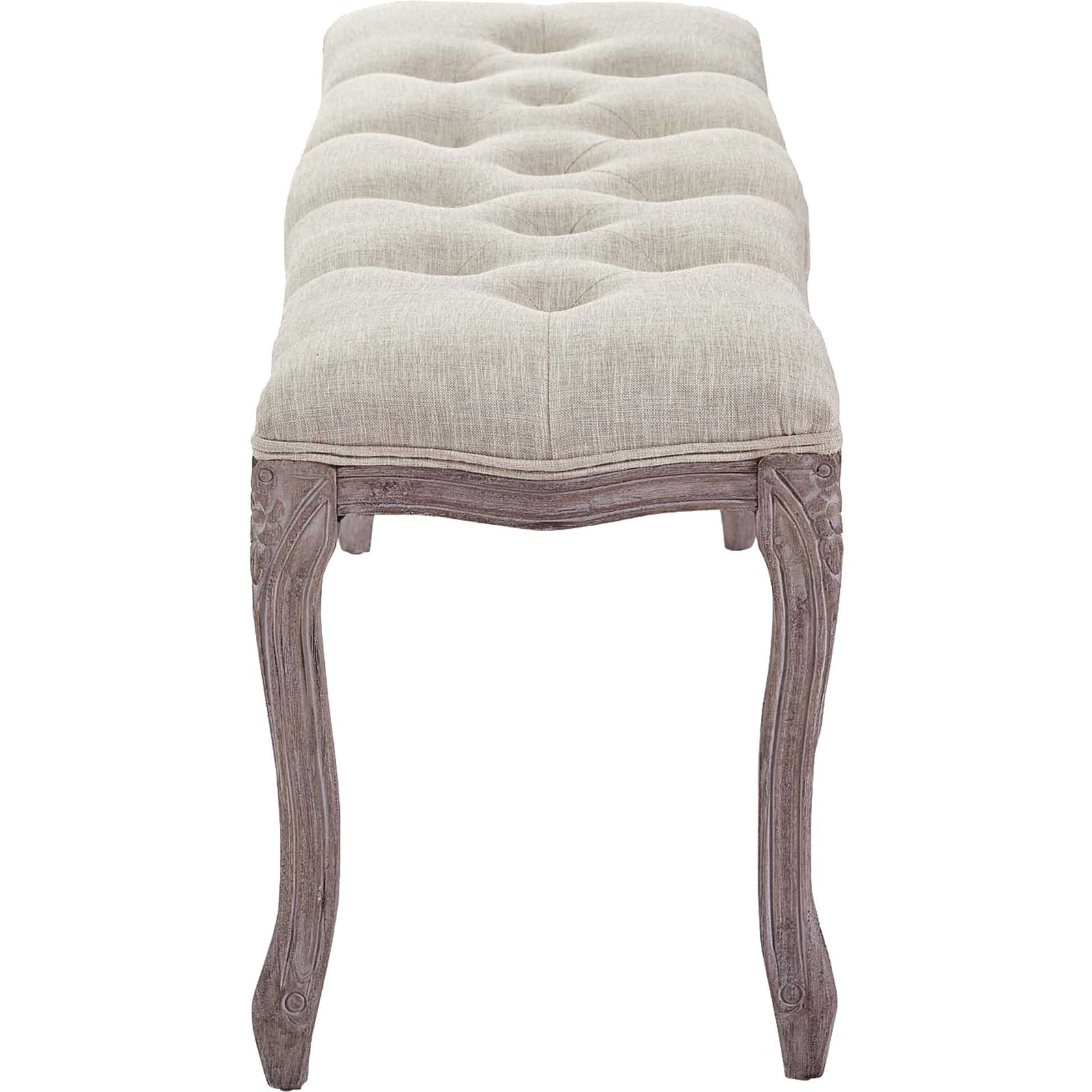 Ridge Upholstered Fabric Bench Beige