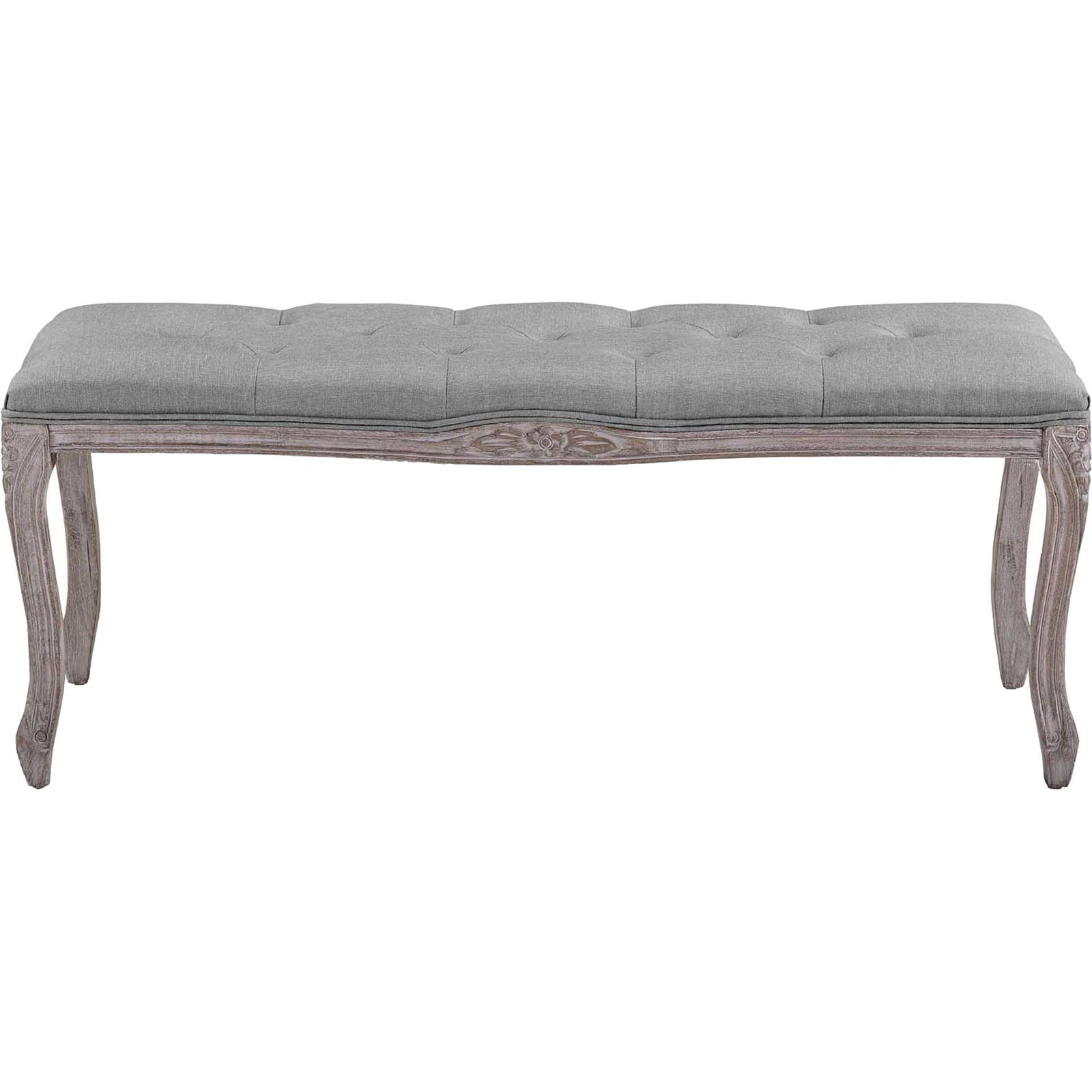 Ridge Upholstered Fabric Bench Light Gray