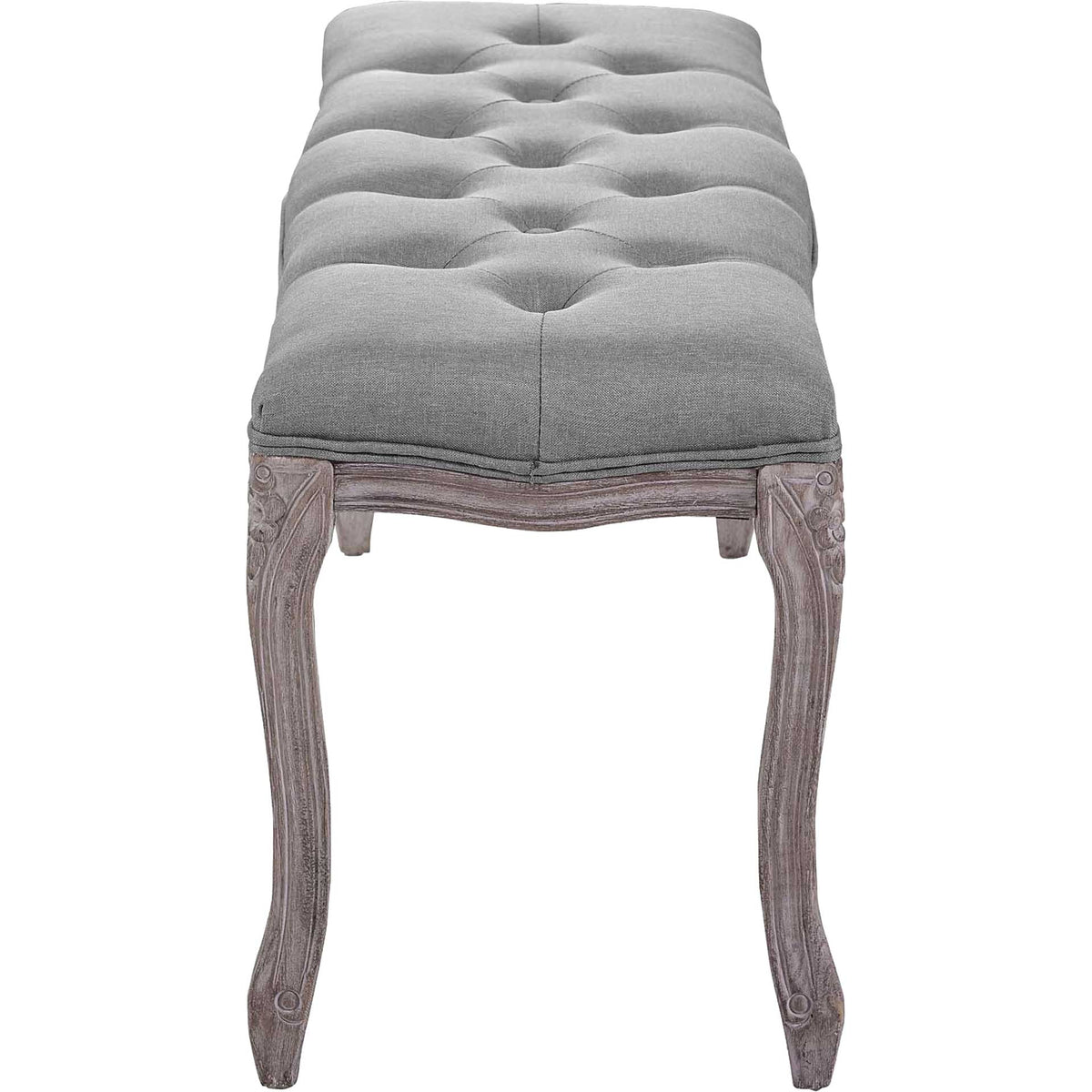 Ridge Upholstered Fabric Bench Light Gray