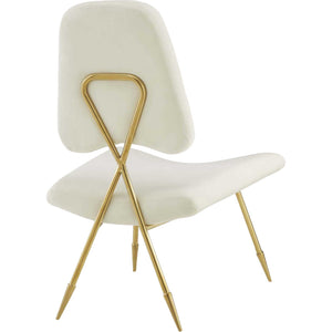 Palmer Upholstered Velvet Lounge Chair Ivory